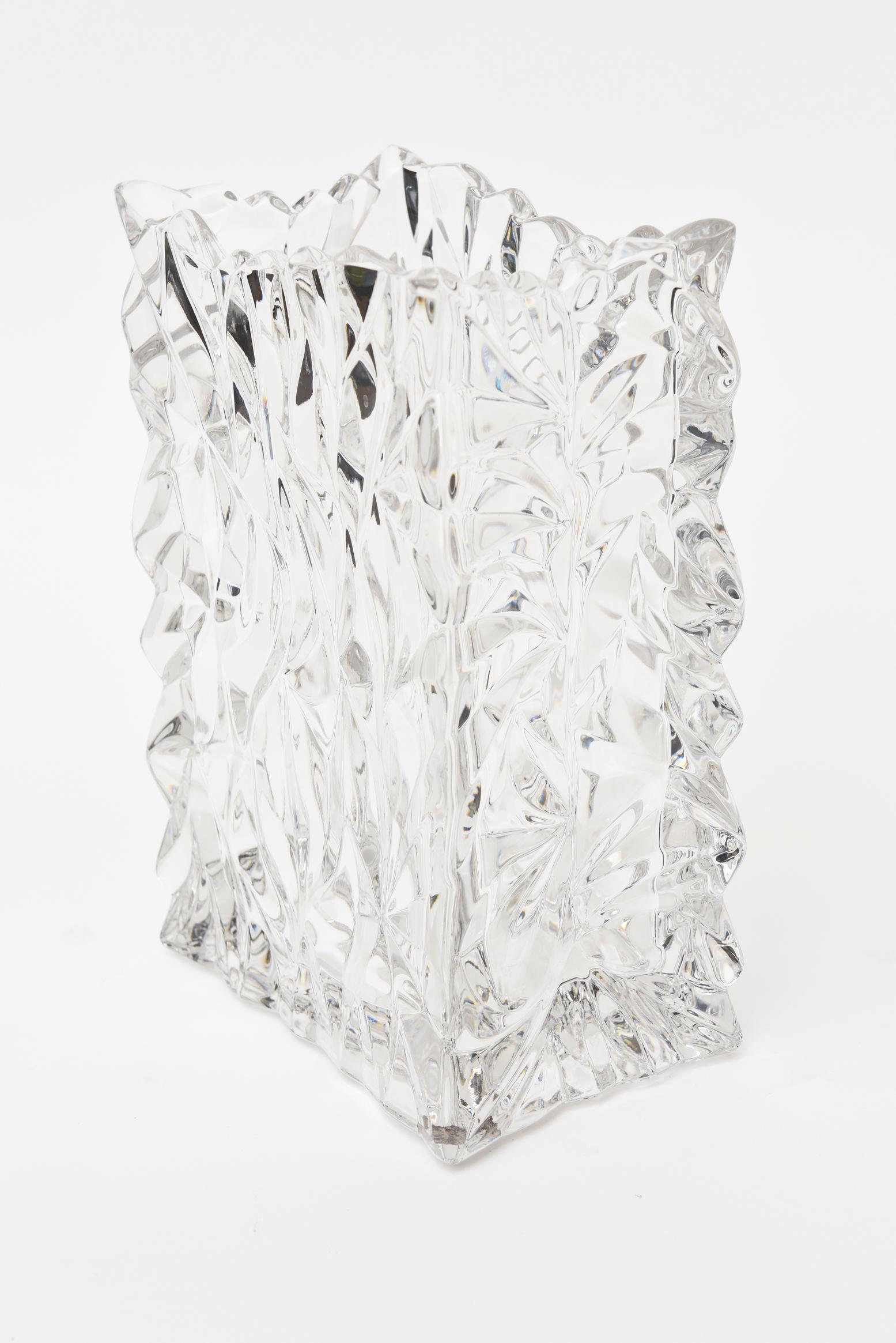 Moderne Rosenthal Crystal Paper Bag Glass Vase Vintage en vente