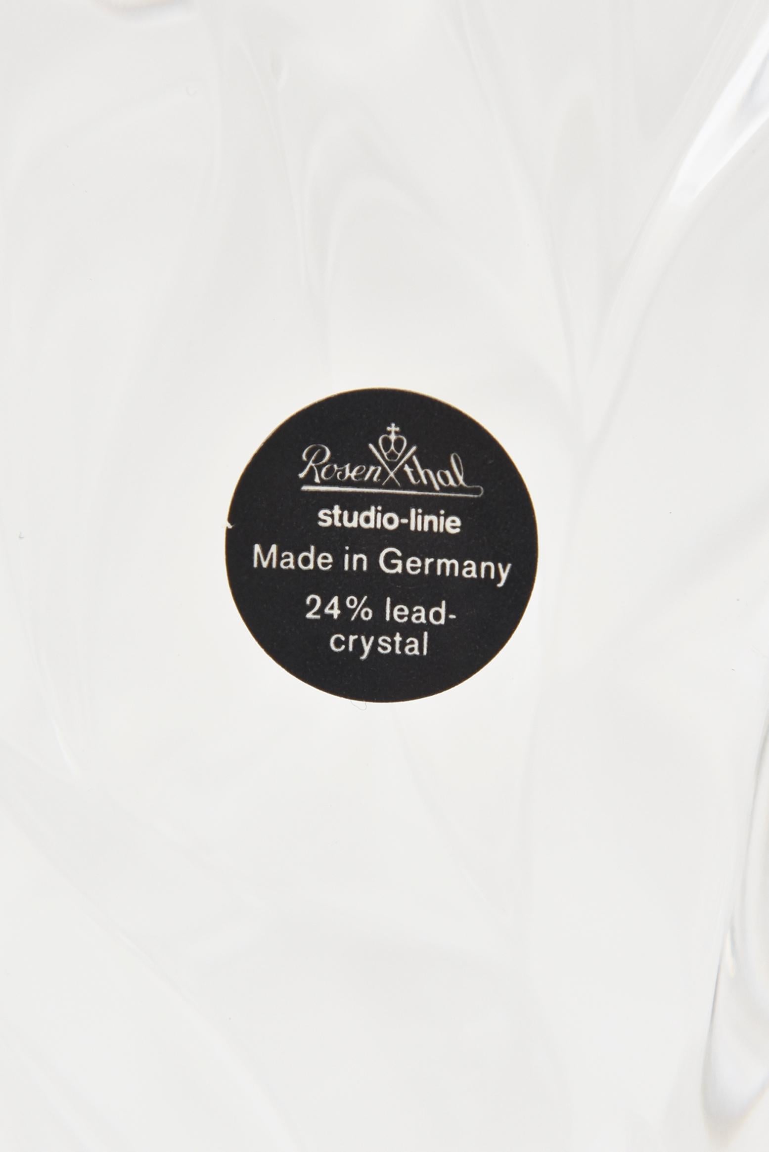 Modern Rosenthal Crystal Paper Bag Glass Vase Vintage For Sale