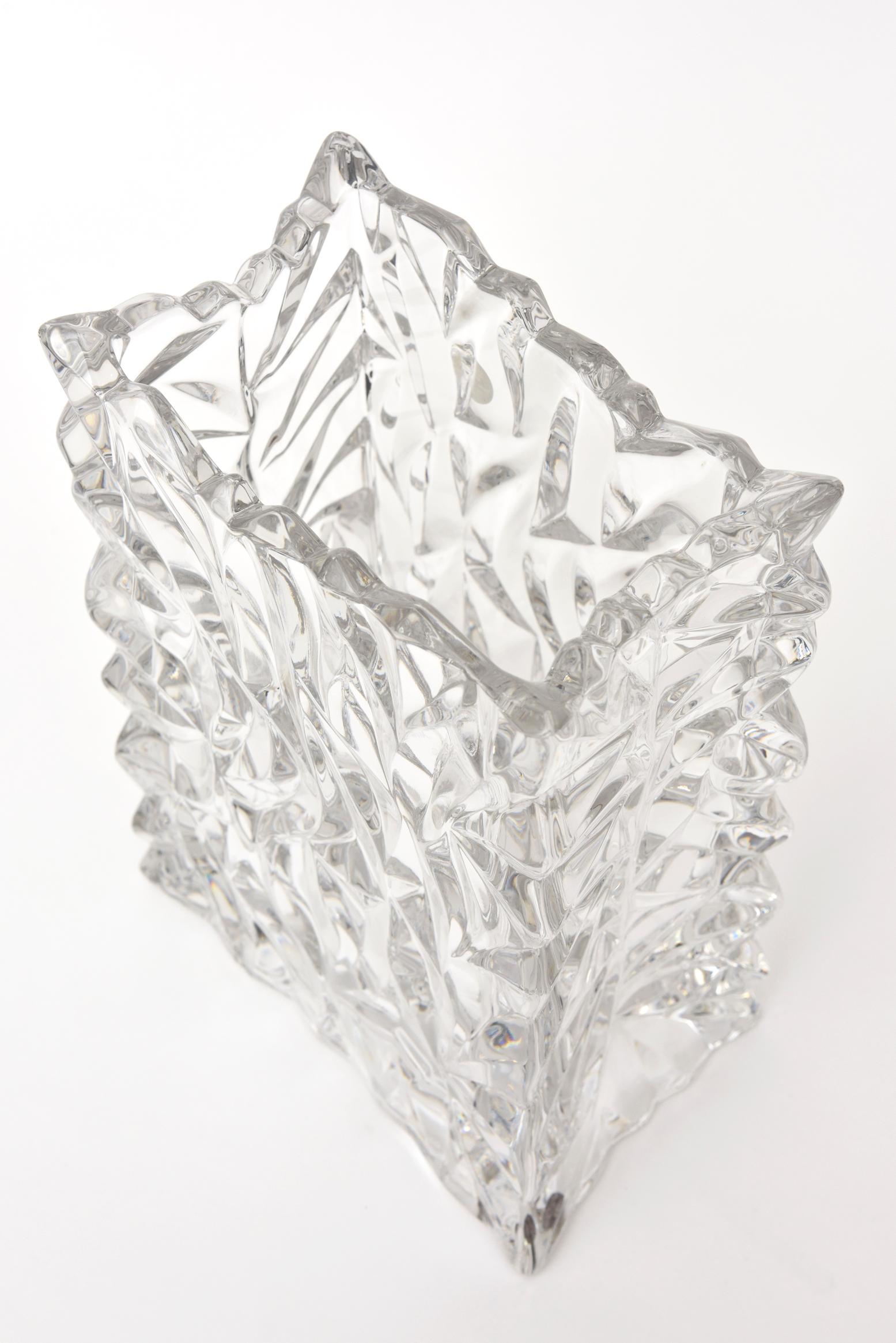 Rosenthal Crystal Paper Bag Glass Vase Vintage In Good Condition For Sale In North Miami, FL