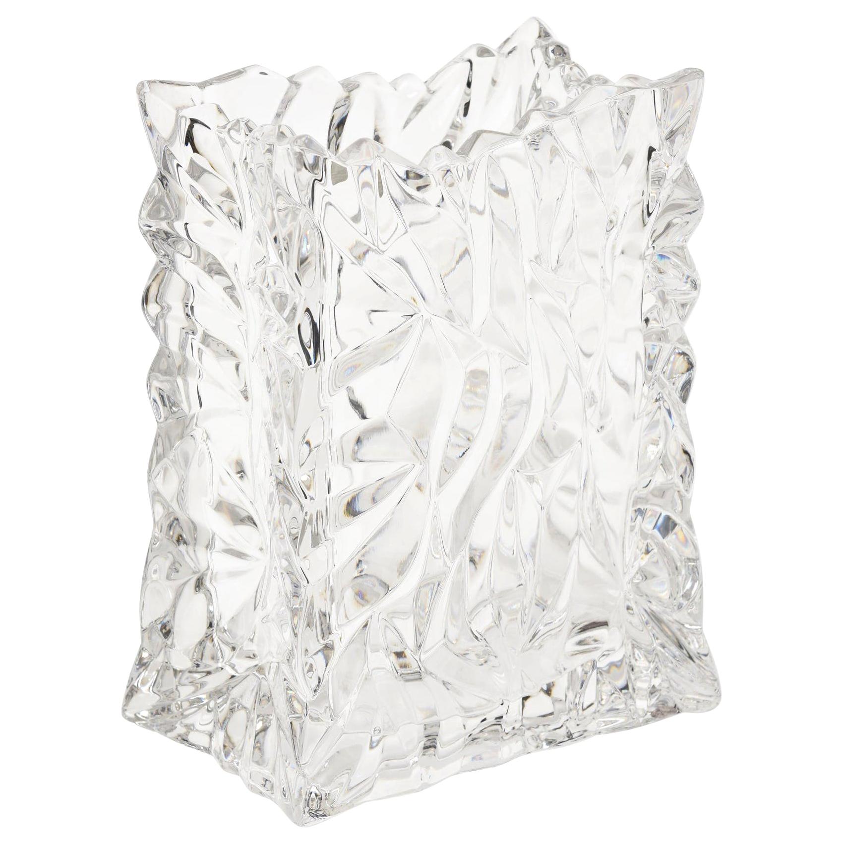 Rosenthal Crystal Paper Bag Glass Vase Vintage For Sale