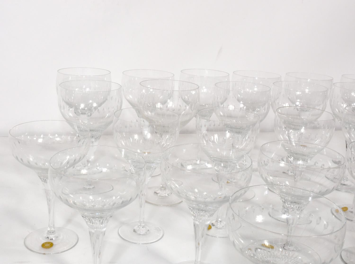 Large Set of 27 Rosenthal Crystal Stemware, Germany, circa 1960s. There are three different size glasses, and they measure 7.25