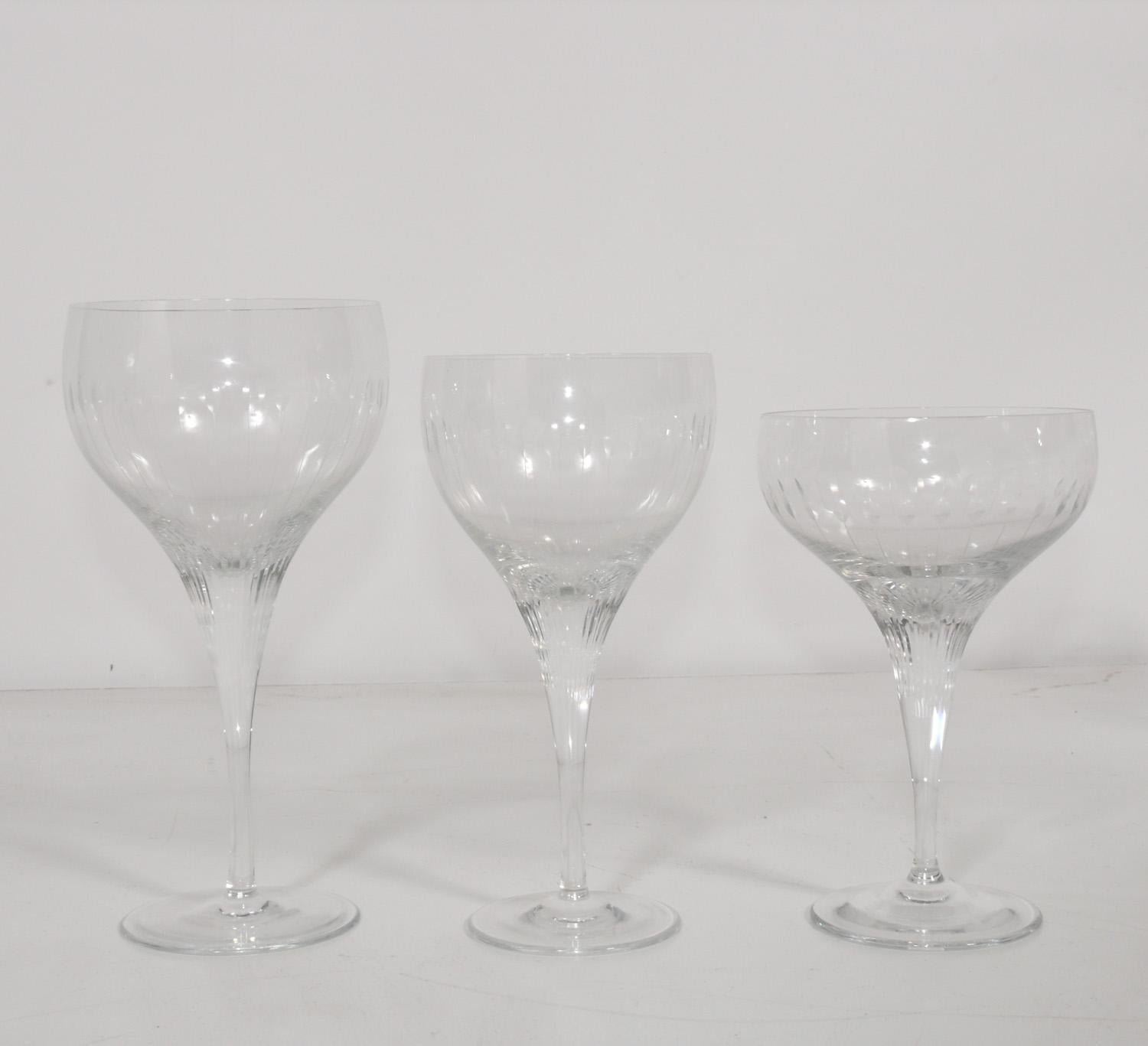 Rosenthal Crystal Stemware Champagne Wine Cocktail Large Set of 27 Glasses In Good Condition For Sale In Atlanta, GA