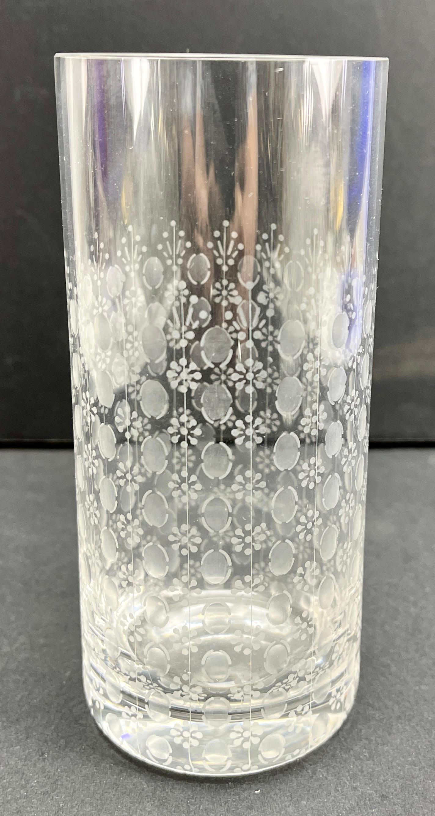 Mid-Century Modern Rosenthal Crystal water glasses Richly Decorated 8 pcs For Sale