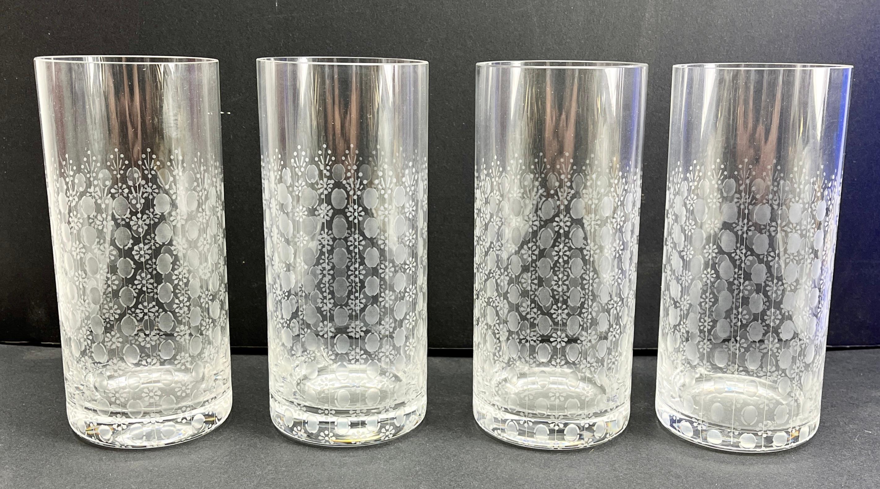 German Rosenthal Crystal water glasses Richly Decorated 8 pcs For Sale