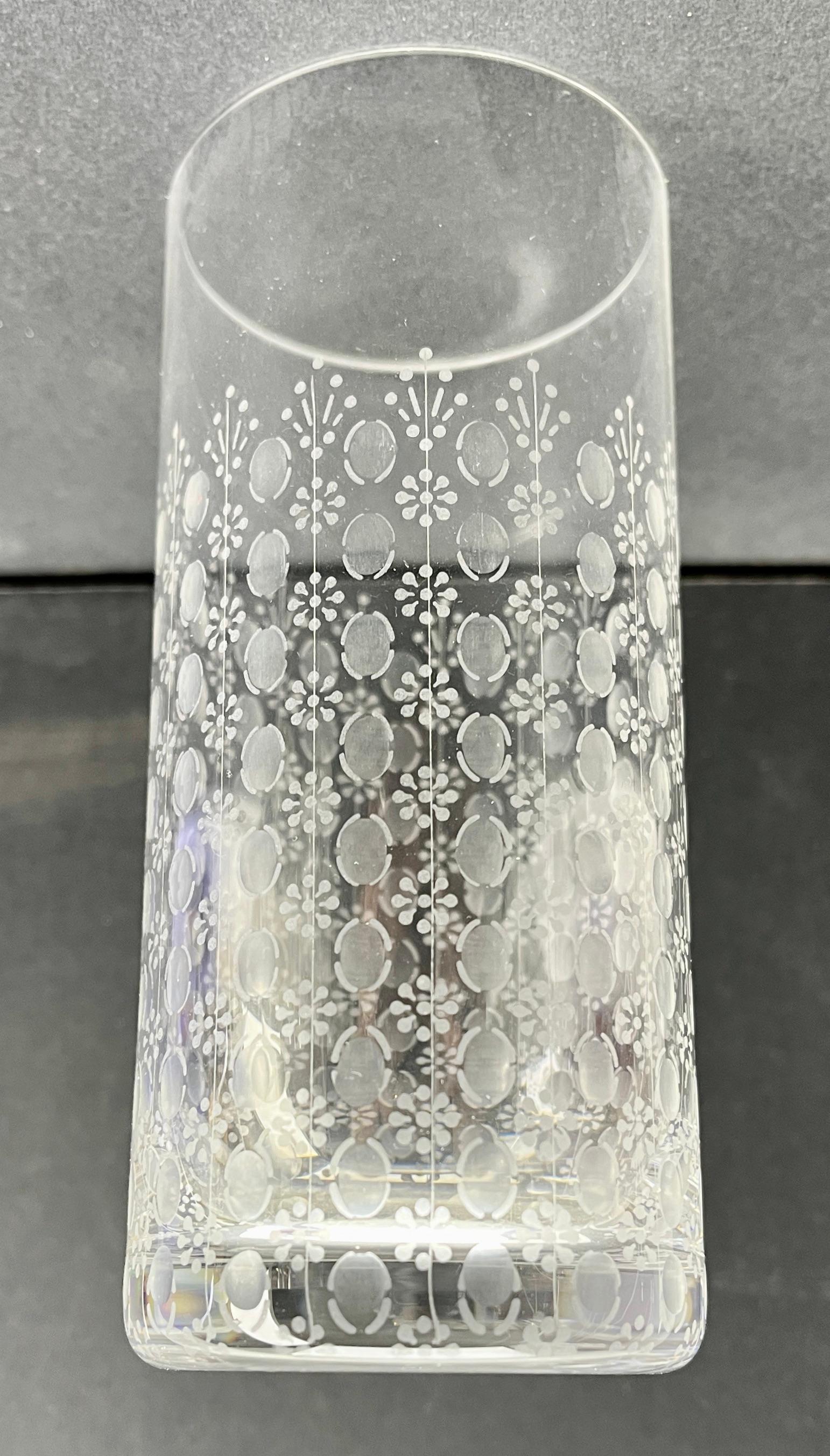 Etched Rosenthal Crystal water glasses Richly Decorated 8 pcs For Sale