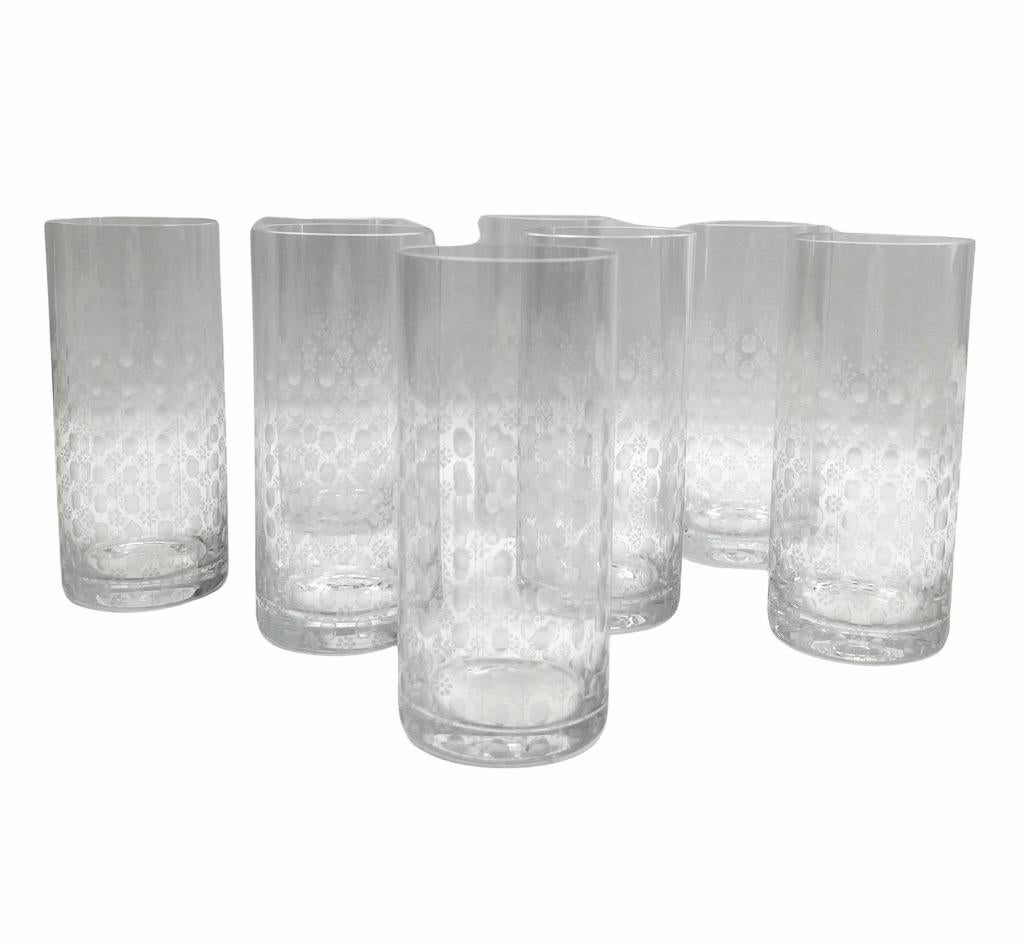 Rosenthal Crystal water glasses Richly Decorated 8 pcs For Sale 1