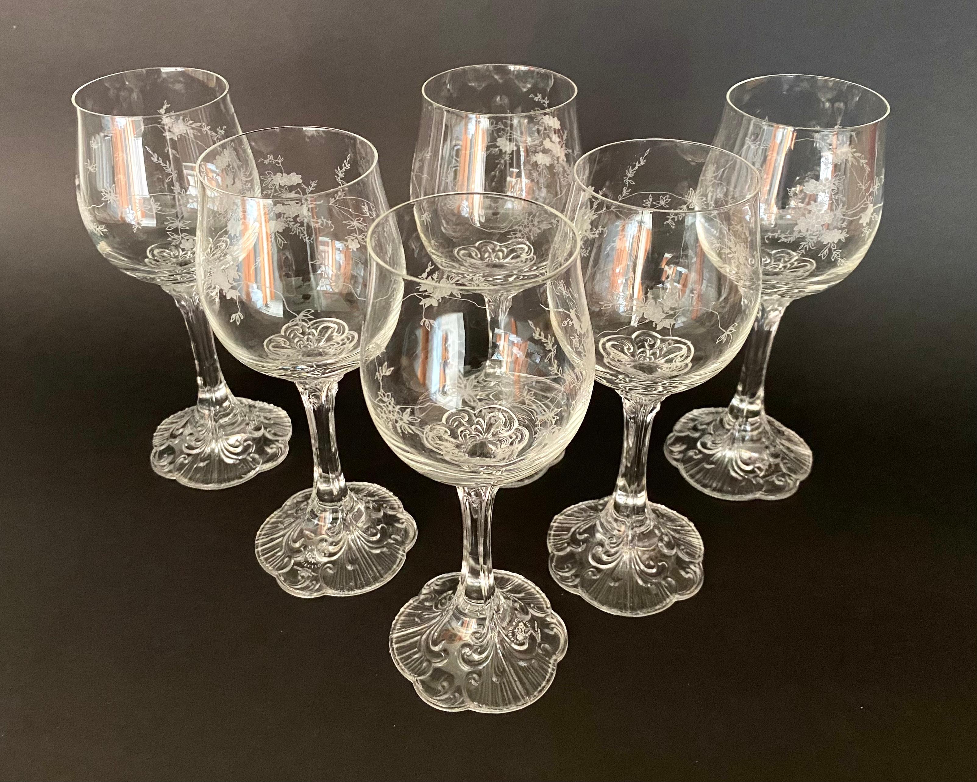 Rosenthal Crystal Wine Glasses, Germany Mid-Century Modern Set 6 Wine Goblets In Excellent Condition In Bastogne, BE