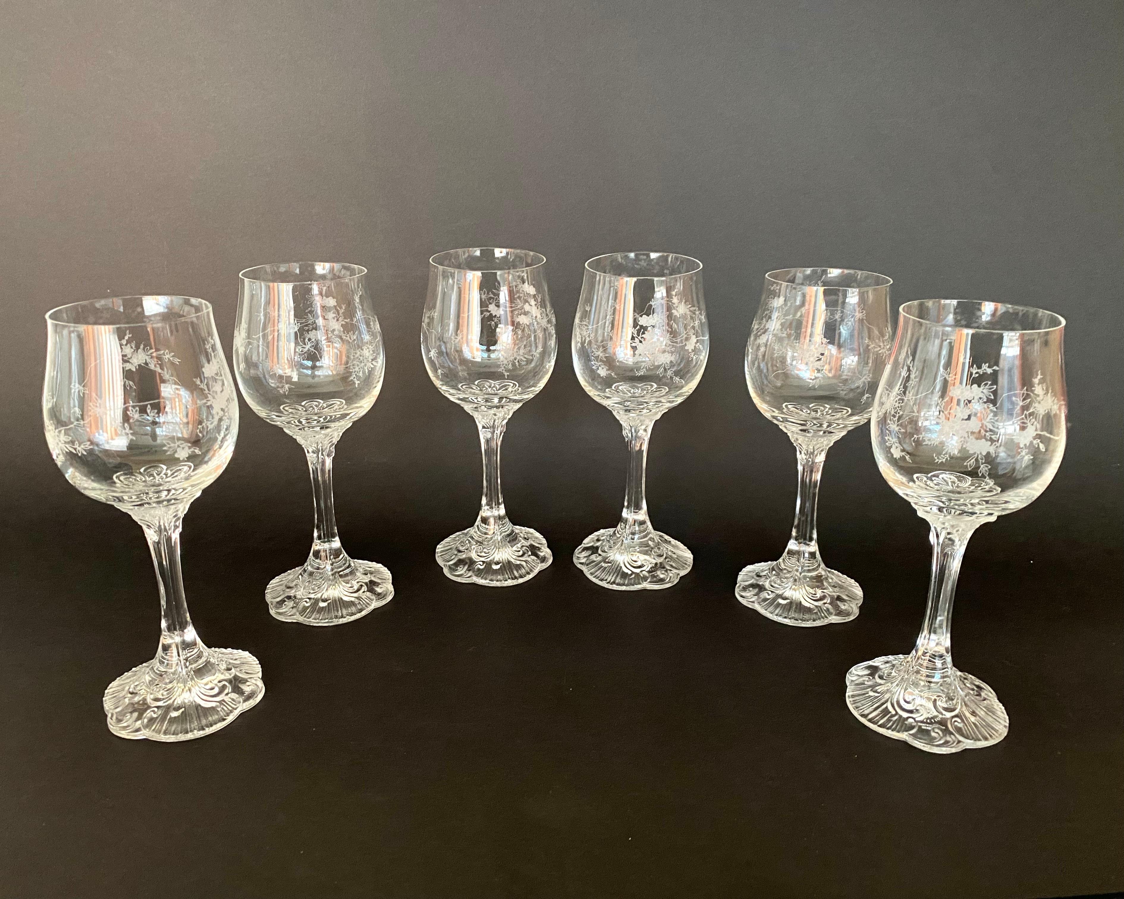 Rosenthal Crystal Wine Glasses, Germany Mid-Century Modern Set 6 Wine Goblets 1