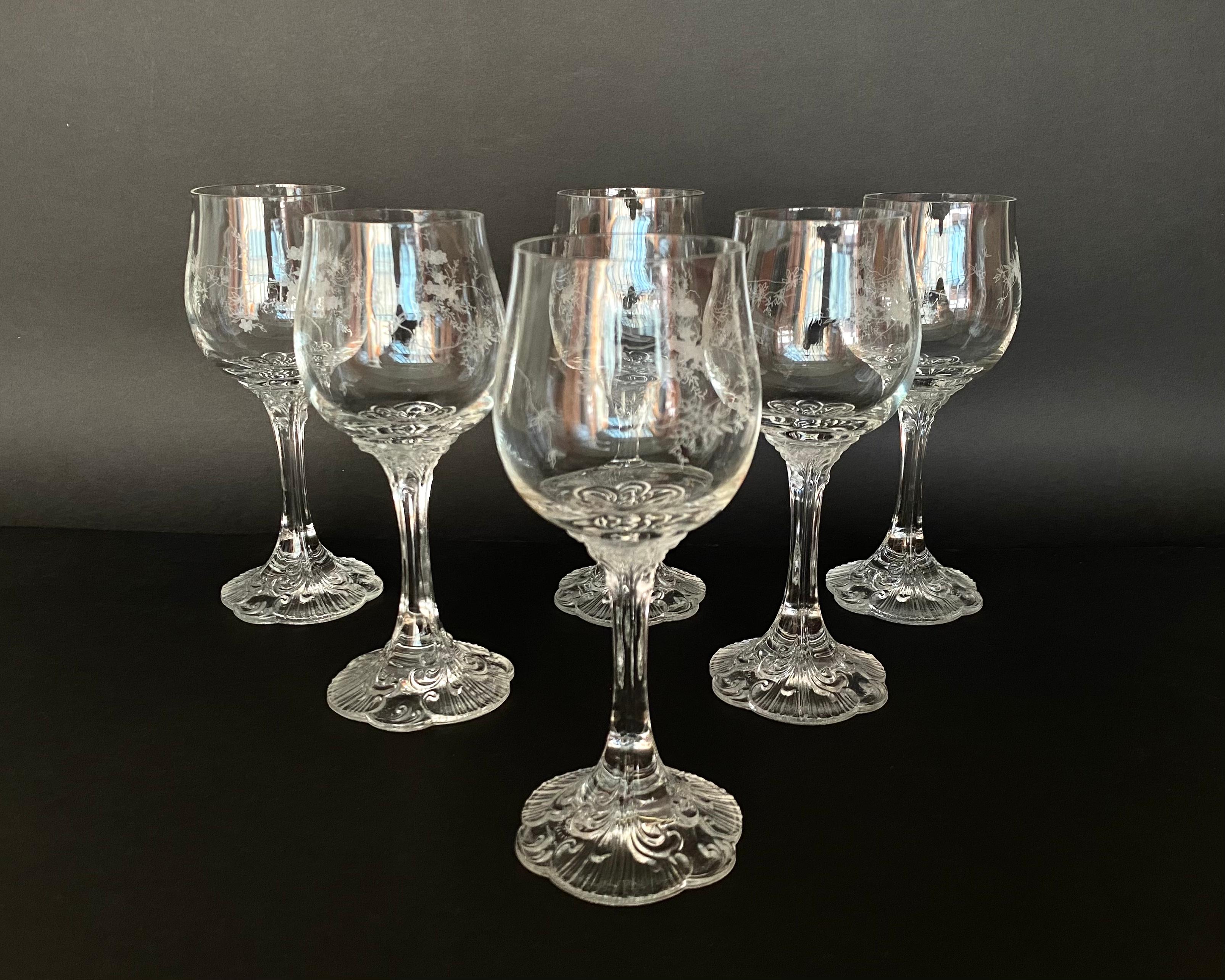 Rosenthal Crystal Wine Glasses, Germany Mid-Century Modern Set 6 Wine Goblets 2