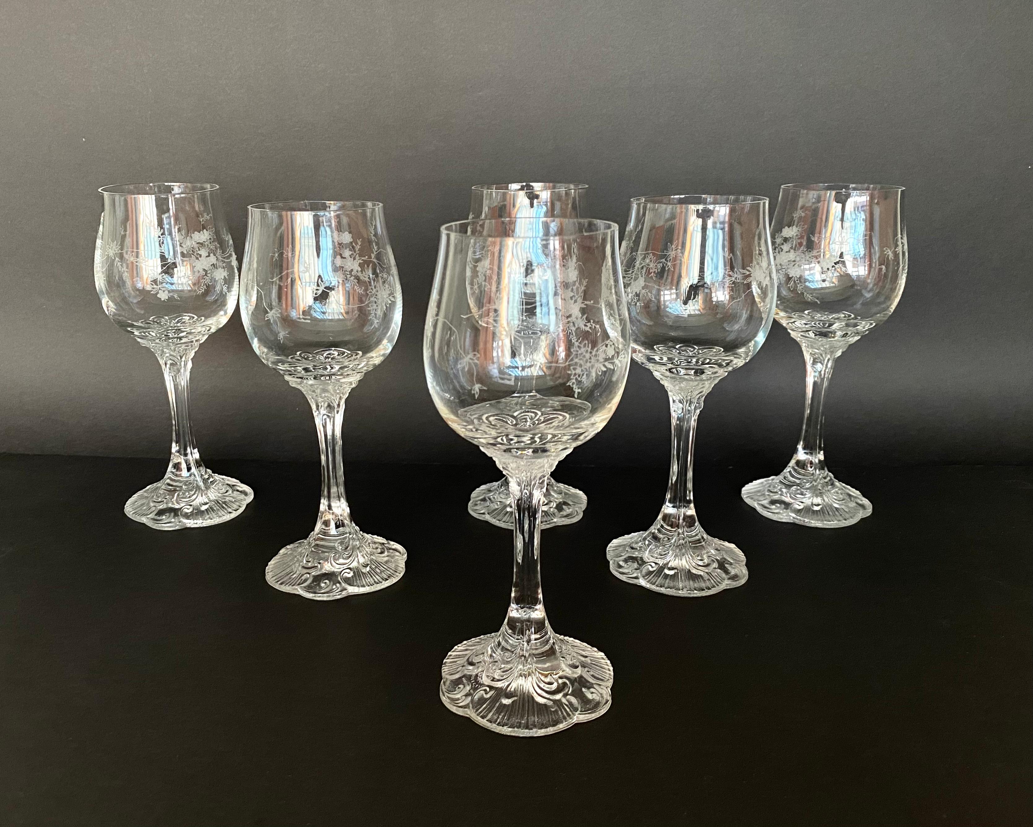 Rosenthal Crystal Wine Glasses, Germany Mid-Century Modern Set 6 Wine Goblets 3