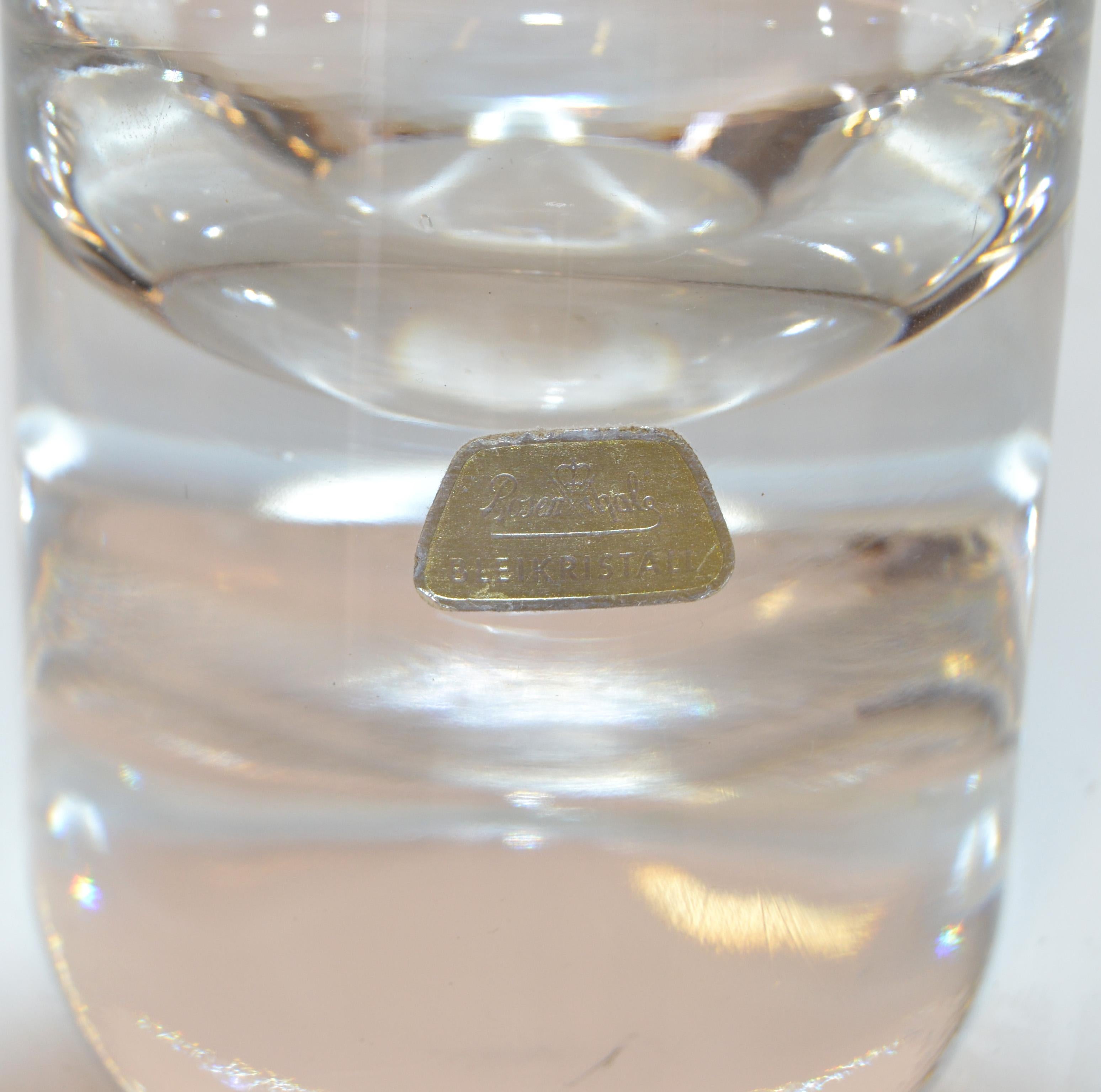 Rosenthal Cylinder Lead Crystal Glass Vase Vessel Diagonal Base Mid-Century For Sale 3