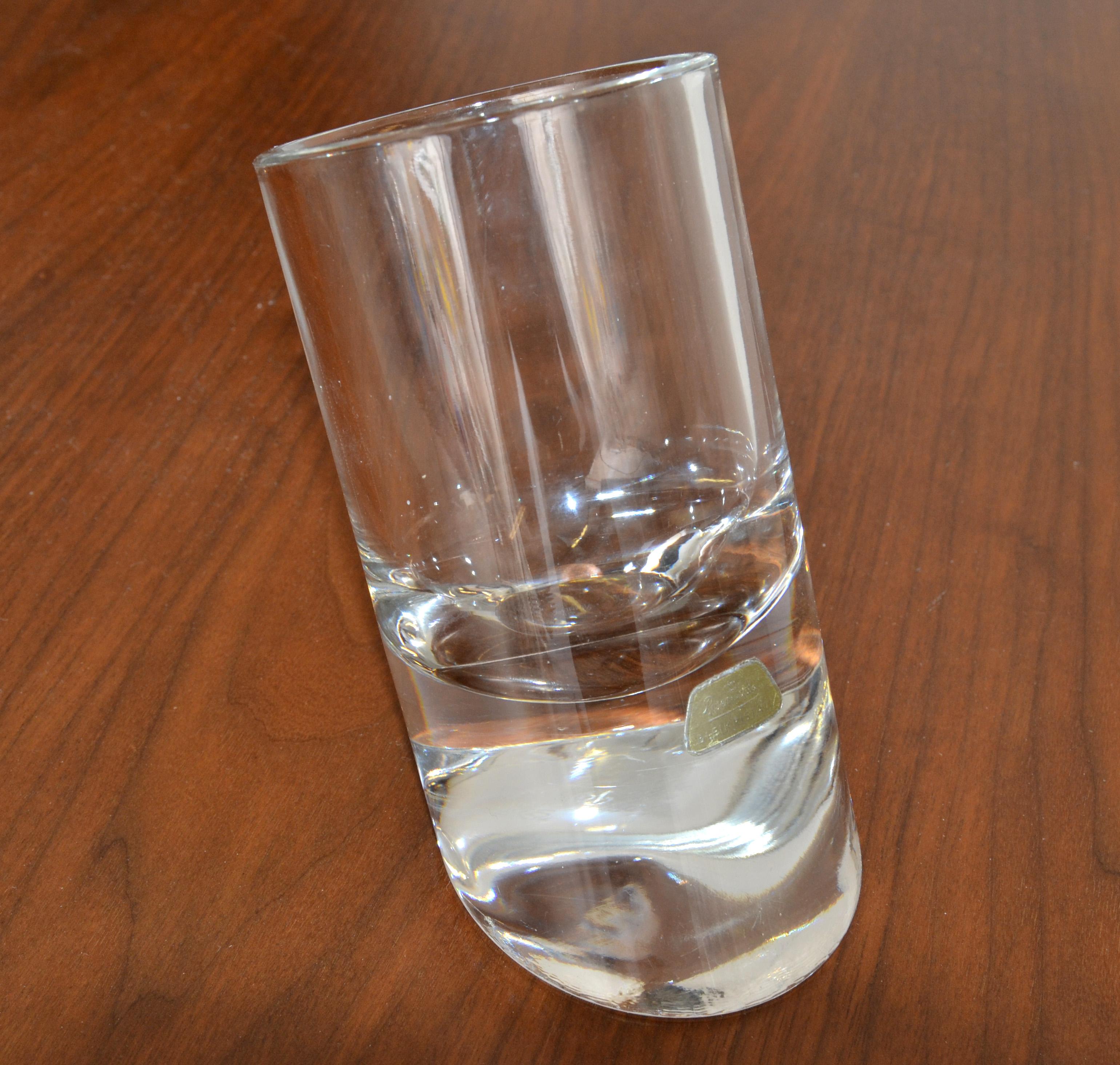 Hand-Crafted Rosenthal Cylinder Lead Crystal Glass Vase Vessel Diagonal Base Mid-Century For Sale