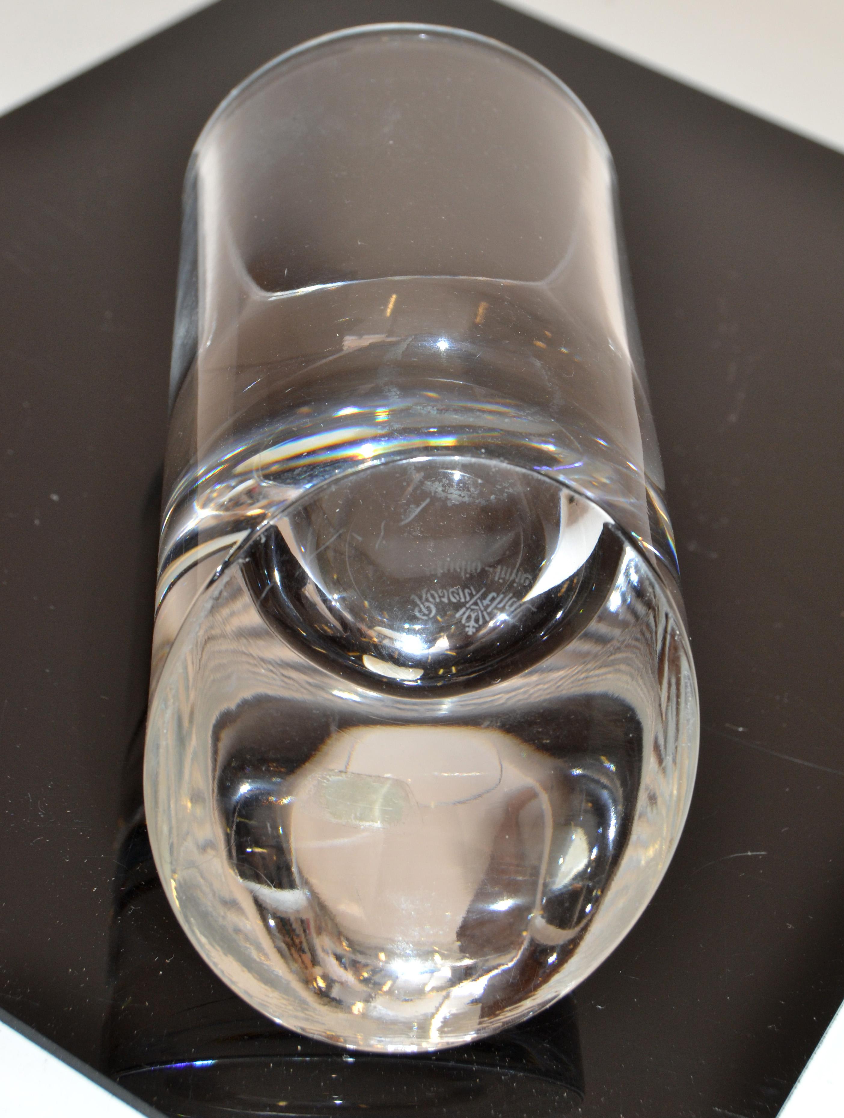 Rosenthal Cylinder Lead Crystal Glass Vase Vessel Diagonal Base Mid-Century For Sale 2