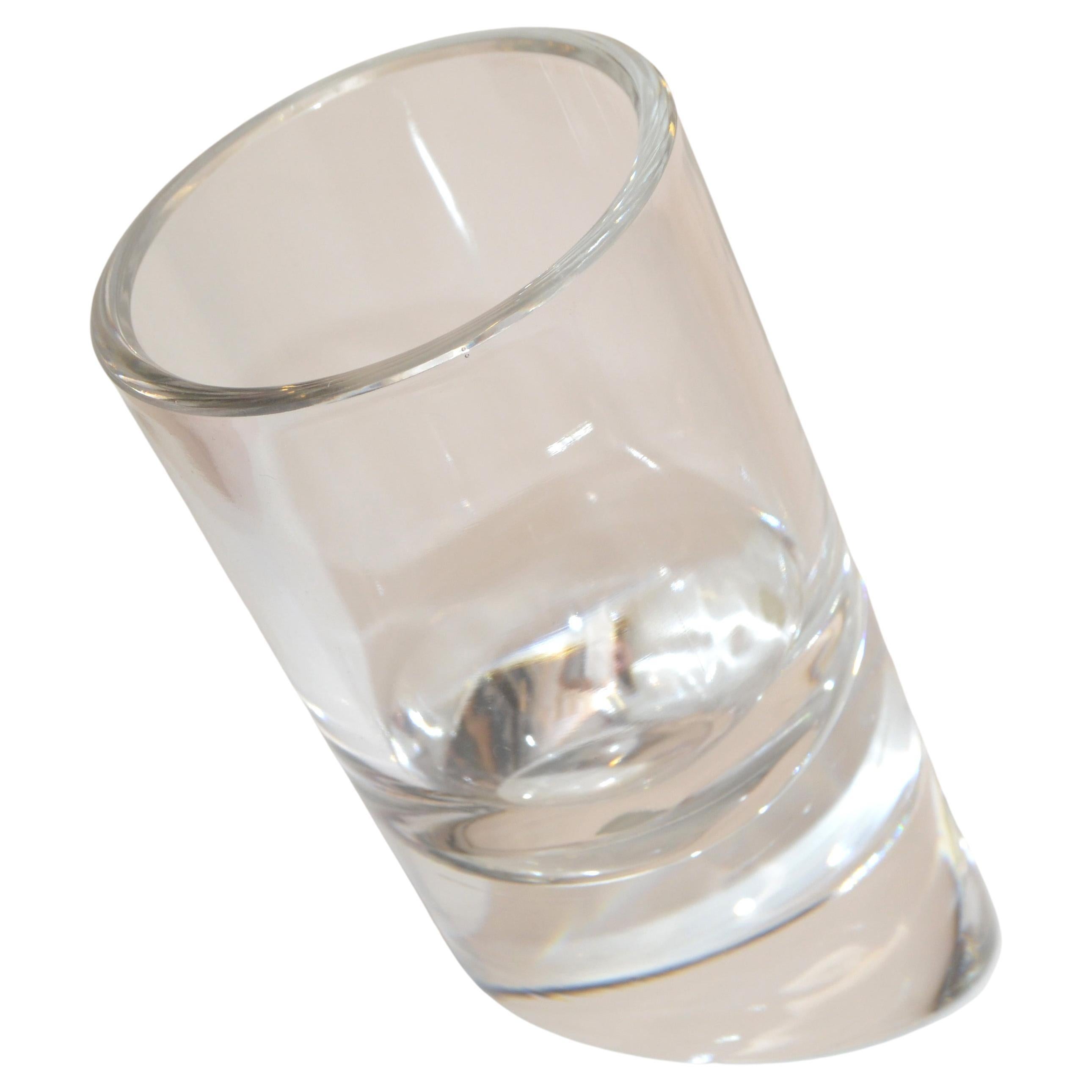 Rosenthal Cylinder Lead Crystal Glass Vase Vessel Diagonal Base Mid-Century For Sale
