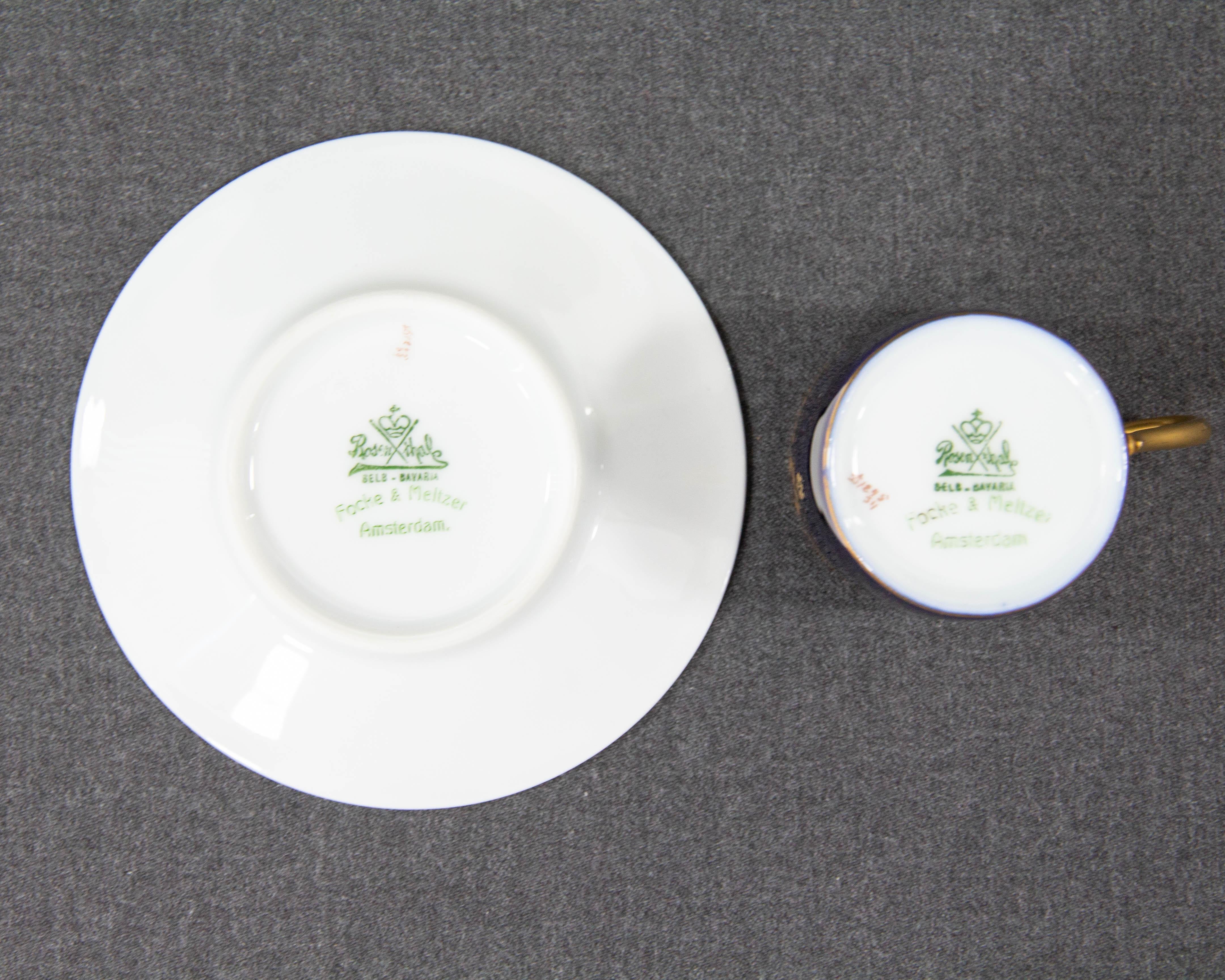 Porcelain Rosenthal, D1245, Set of 8 Demitasse Cups and Saucers