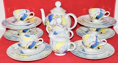 Rosenthal Designer Pop Art Porcelain Tea Set for Six, "Teeforelle" 'Tea Trout'