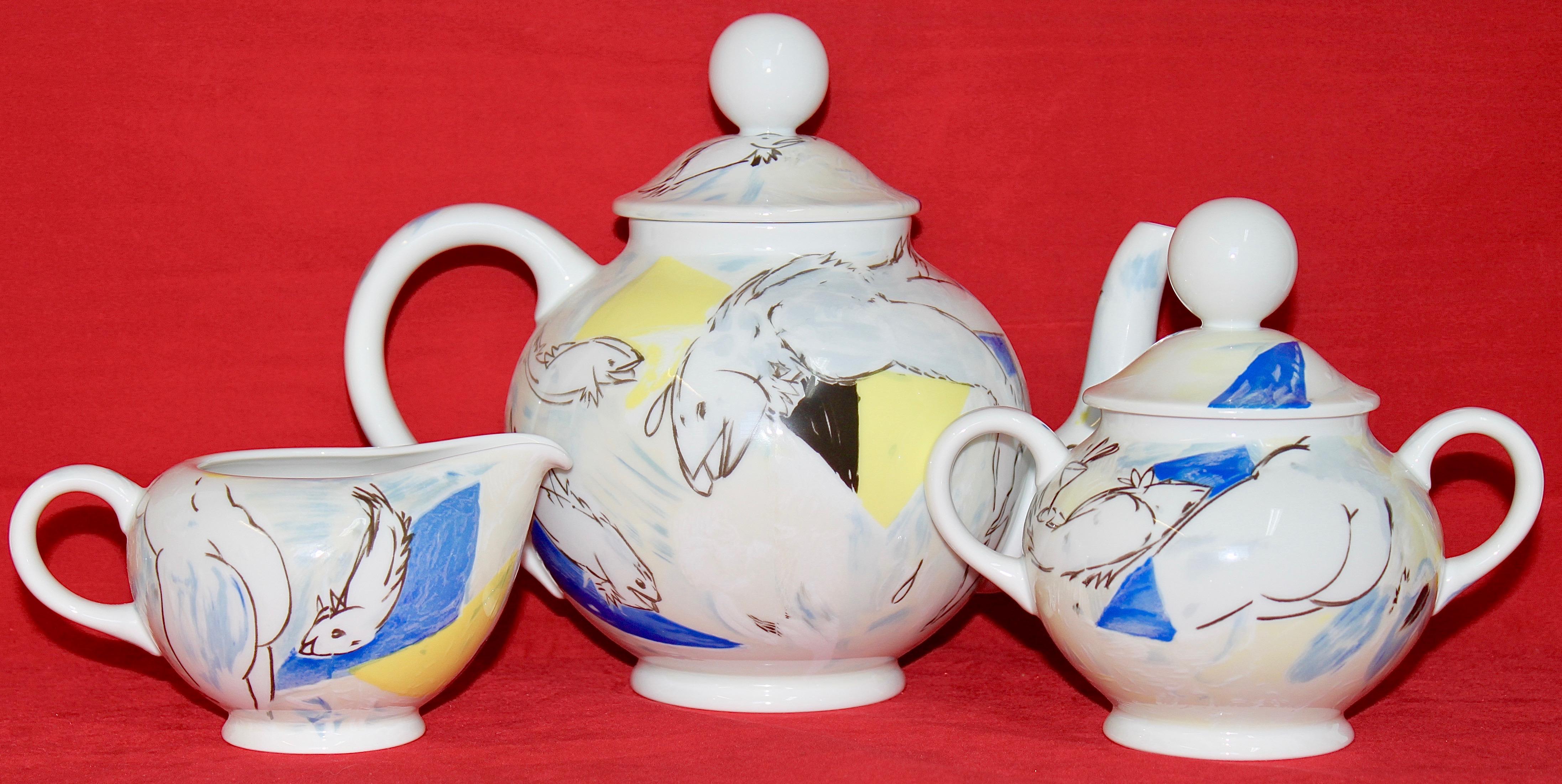 Service à thé pour six personnes, Teeforelle, « Tea Trout », en porcelaine Pop Art du designer Rosenthal Bon état - En vente à Berlin, DE