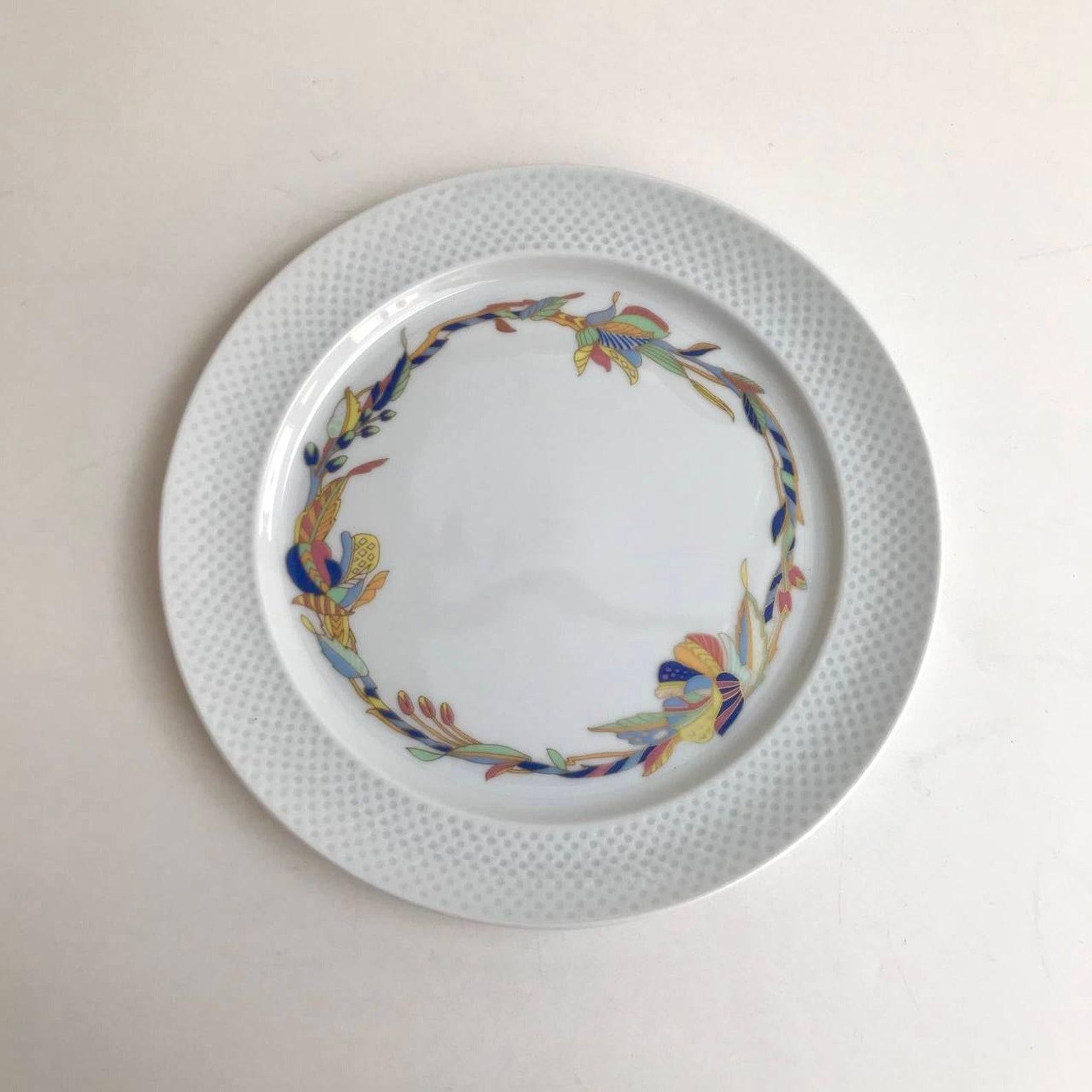 Mid-Century Modern Assiettes à dessert Rosenthal vintage en porcelaine allemande à motifs floraux en vente