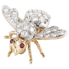 Vintage Rosenthal 18K Gold Diamond Bee Pin
