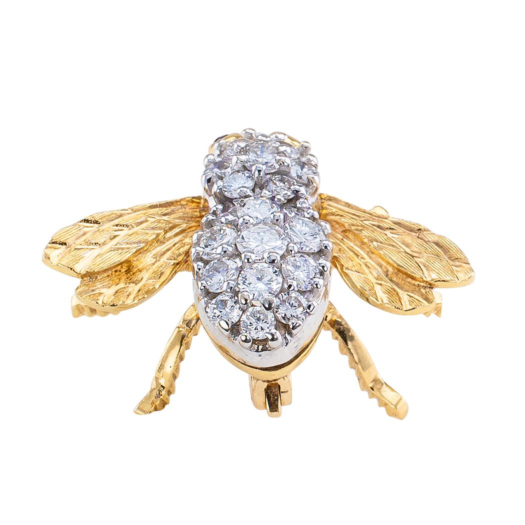 Modern Rosenthal Diamond Ruby Gold Bee Brooch