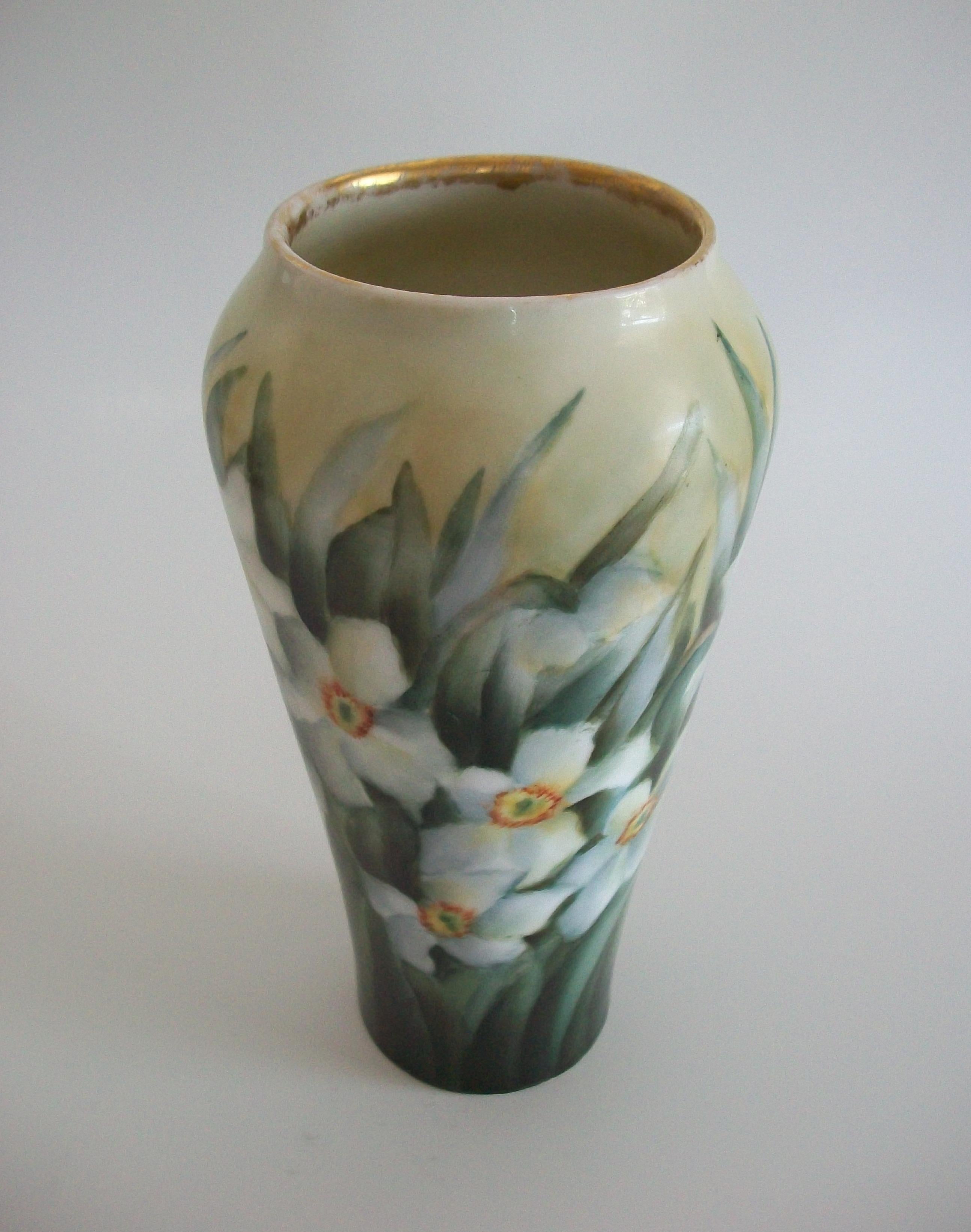 20th Century ROSENTHAL - Early Antique Porcelain Vase with Daffodils - Germany - Circa 1900 For Sale