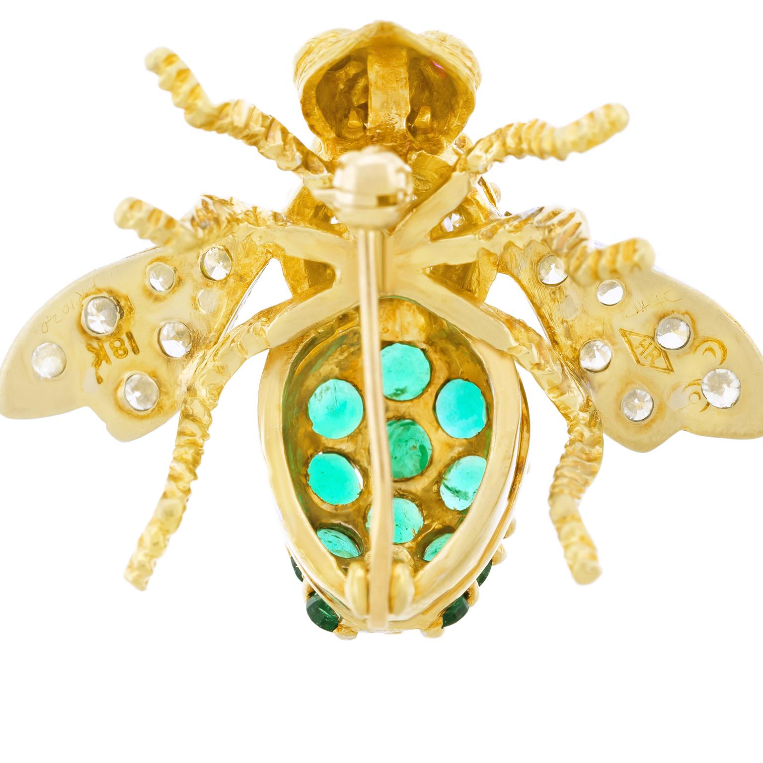 Rosenthal Emerald and Diamond Set Bee Brooch 1