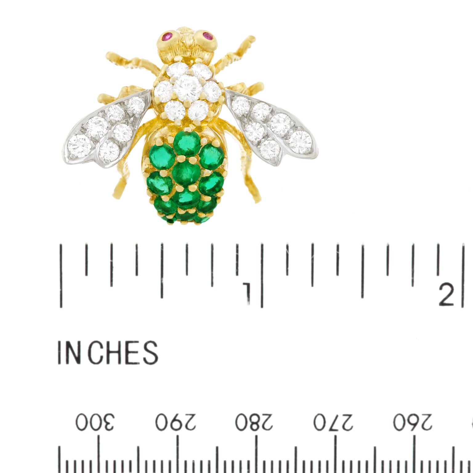 Rosenthal Emerald and Diamond Set Bee Brooch 2