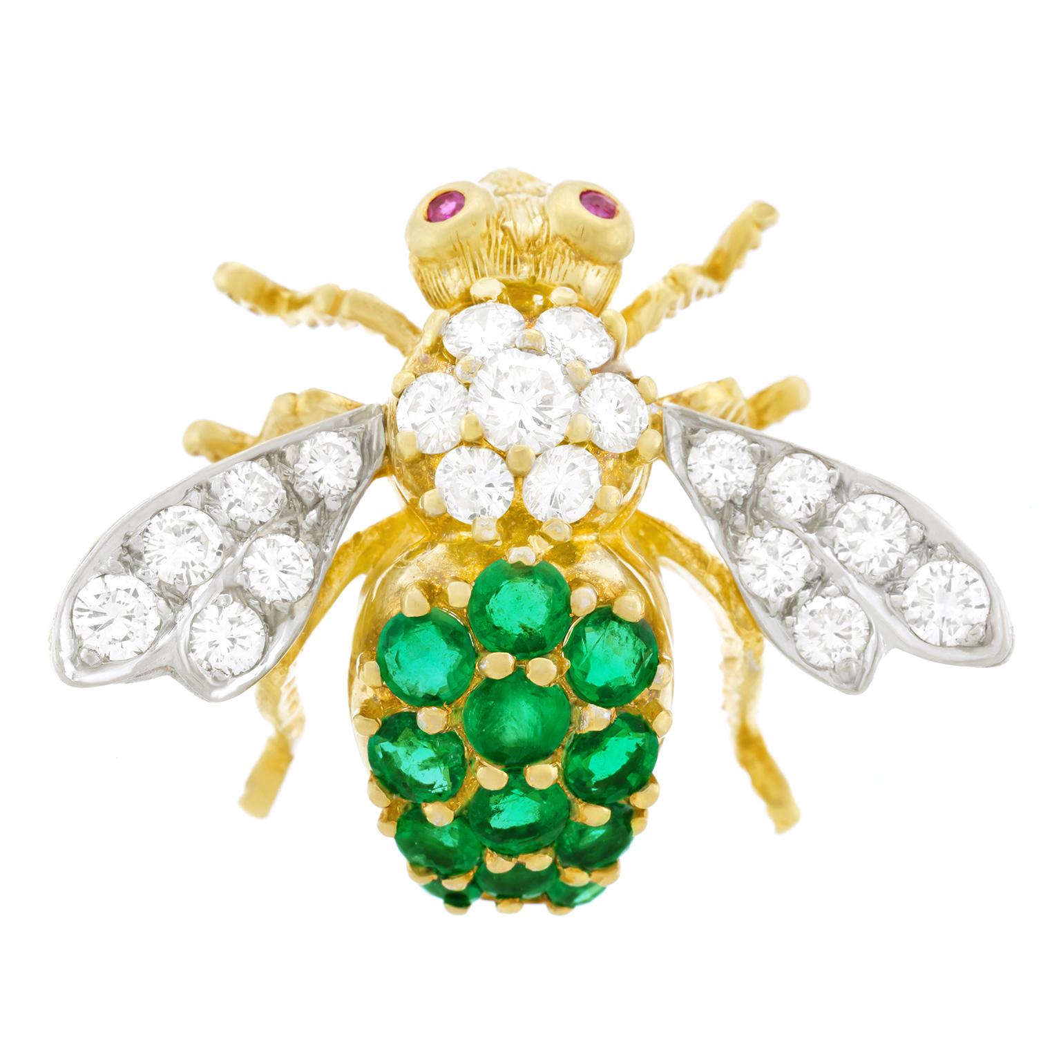 Rosenthal Emerald and Diamond Set Bee Brooch 3