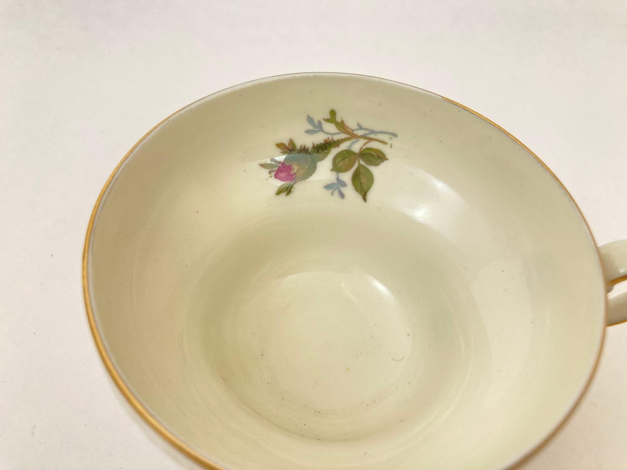Juego de taza y platillo de pie Rosenthal Rosa musgo Pompadour Porcelana 1958 en venta 5