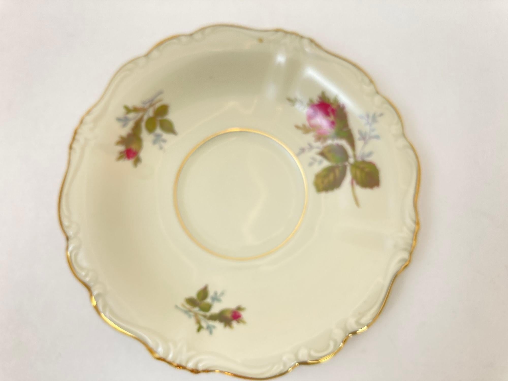 Juego de taza y platillo de pie Rosenthal Rosa musgo Pompadour Porcelana 1958 en venta 8