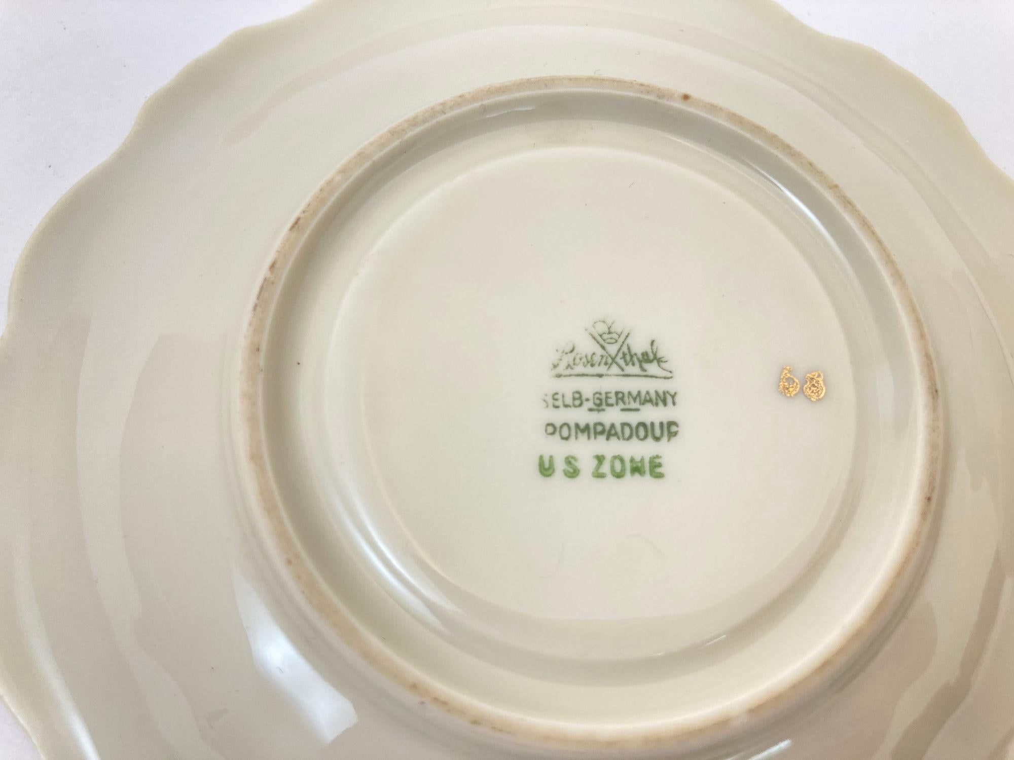 Juego de taza y platillo de pie Rosenthal Rosa musgo Pompadour Porcelana 1958 siglo XX en venta