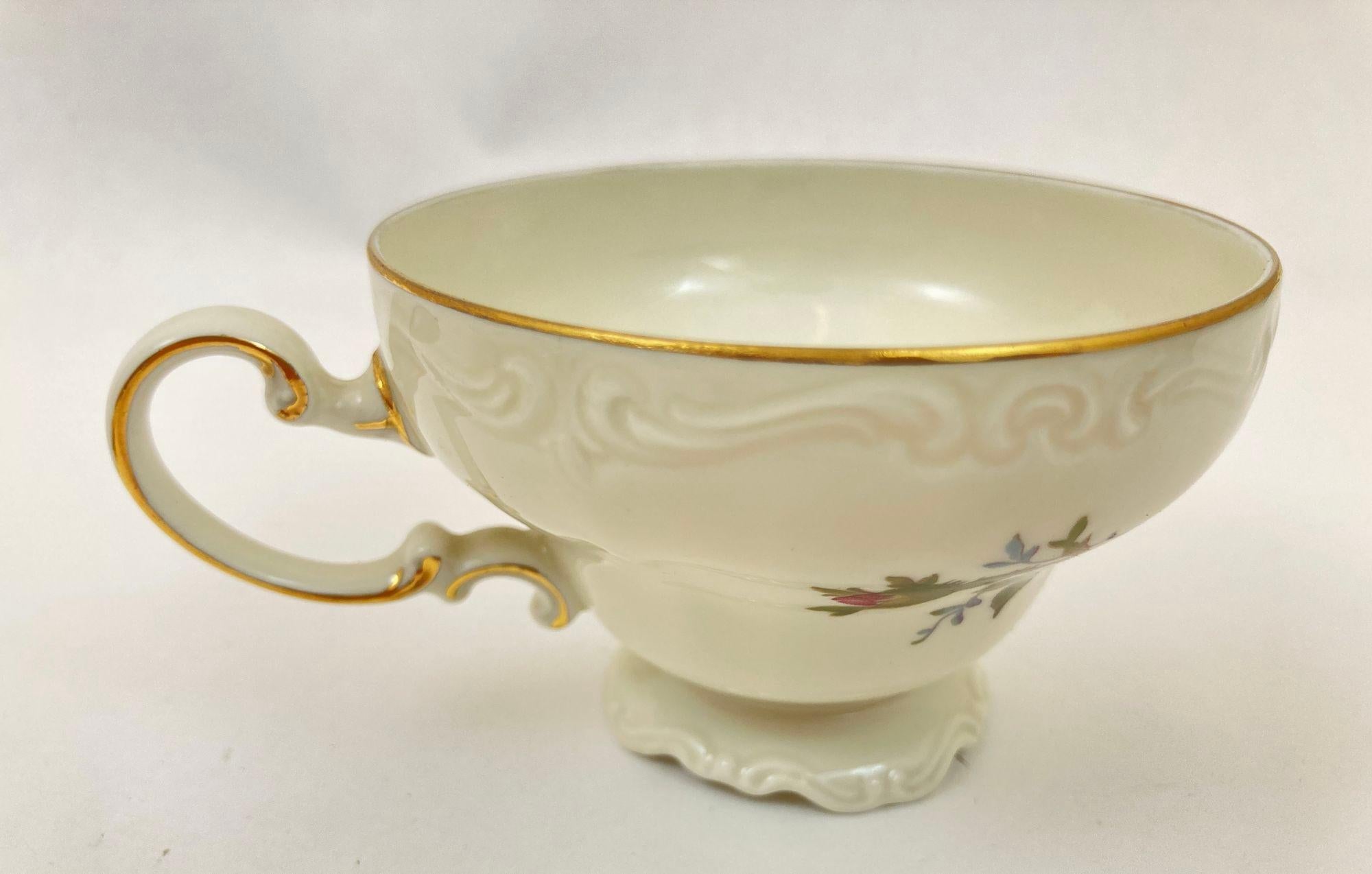 Juego de taza y platillo de pie Rosenthal Rosa musgo Pompadour Porcelana 1958 en venta 2