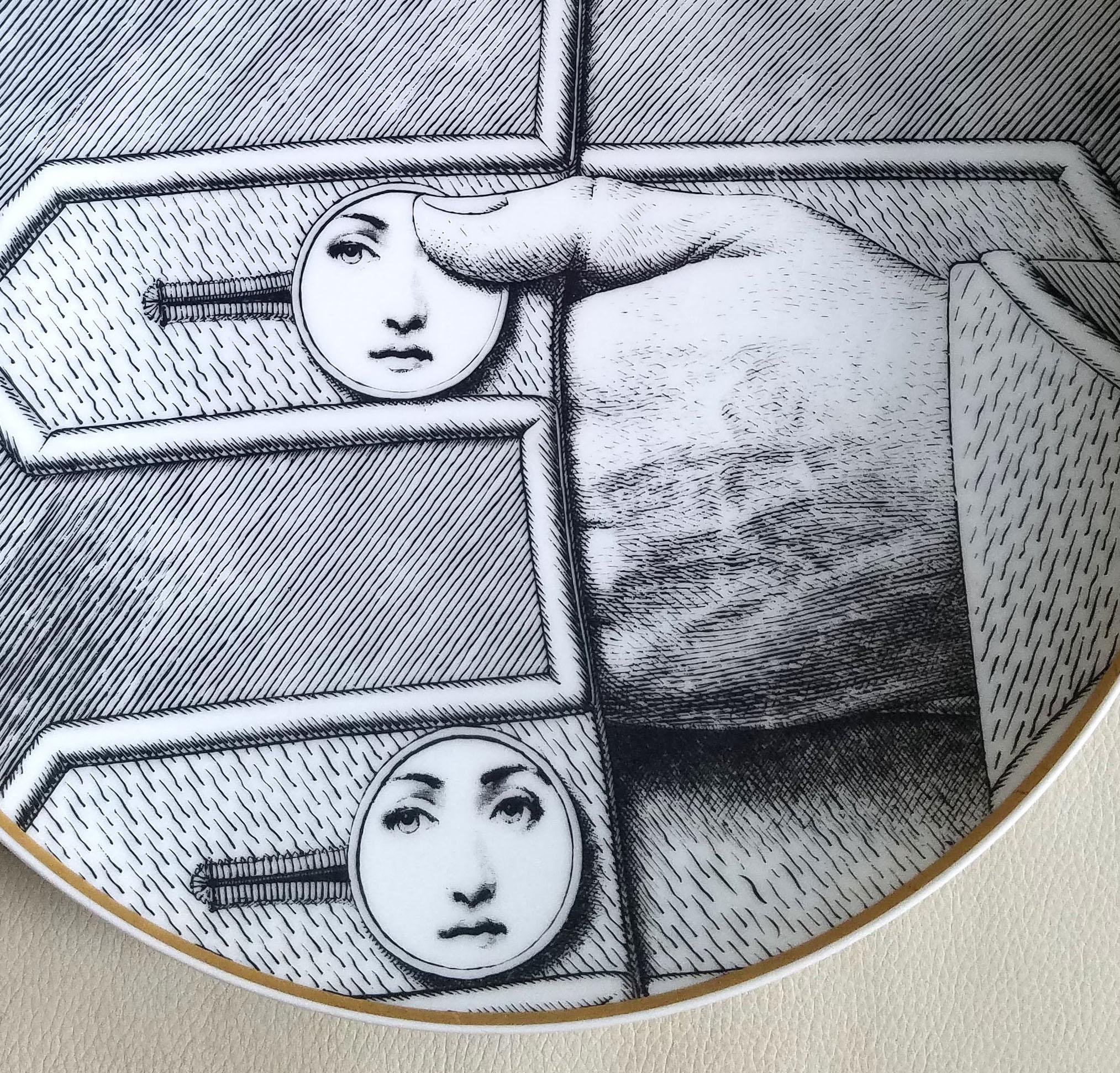 Mid-Century Modern Rosenthal Fornasetti Porcelain Plate, Temi e Variazioni, Themes and Variations