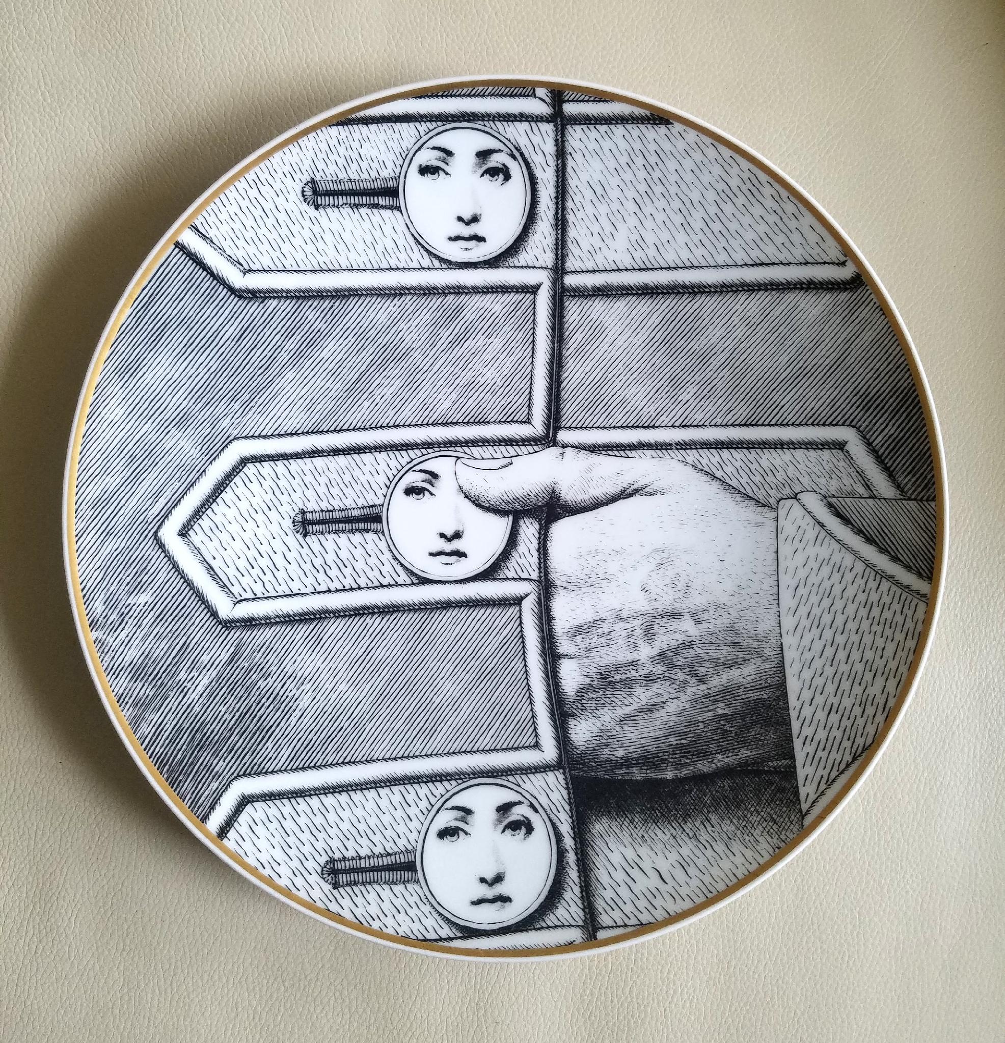 German Rosenthal Fornasetti Set of Six Plates, Themes and Variations