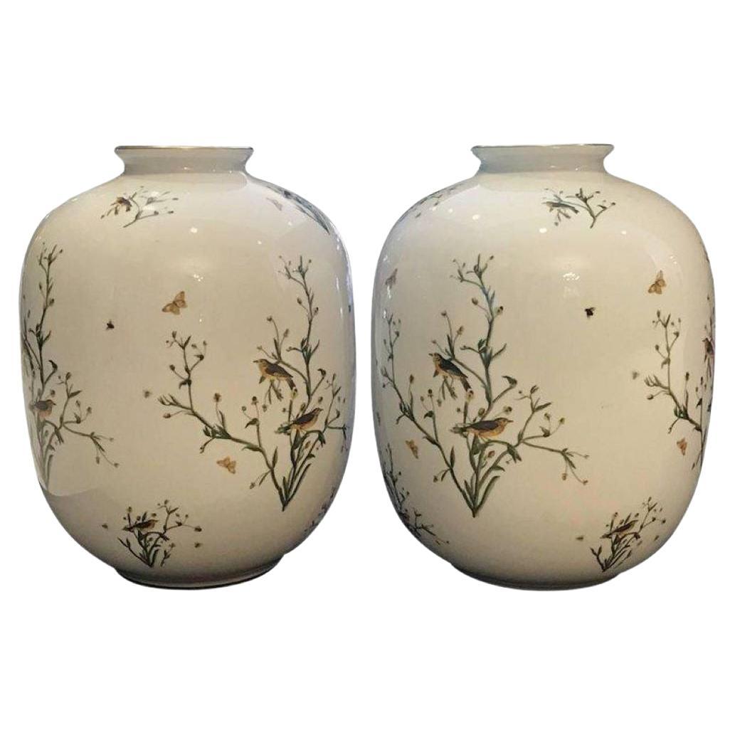 Rosenthal German Porcelain Ovoid Vases, a Pair For Sale