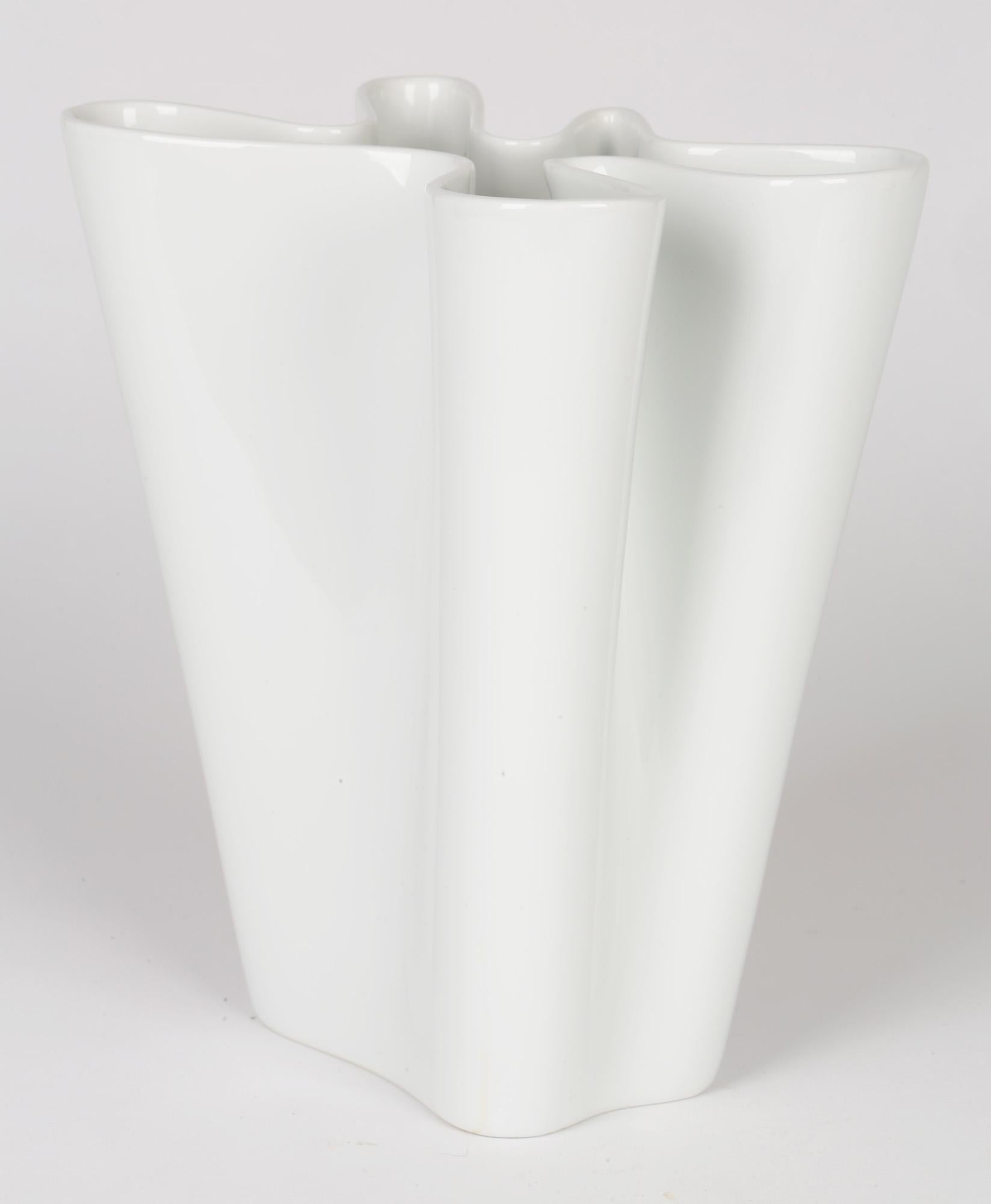 Rosenthal German Studio-Line Porcelain White Flux Vase In Good Condition In Bishop's Stortford, Hertfordshire