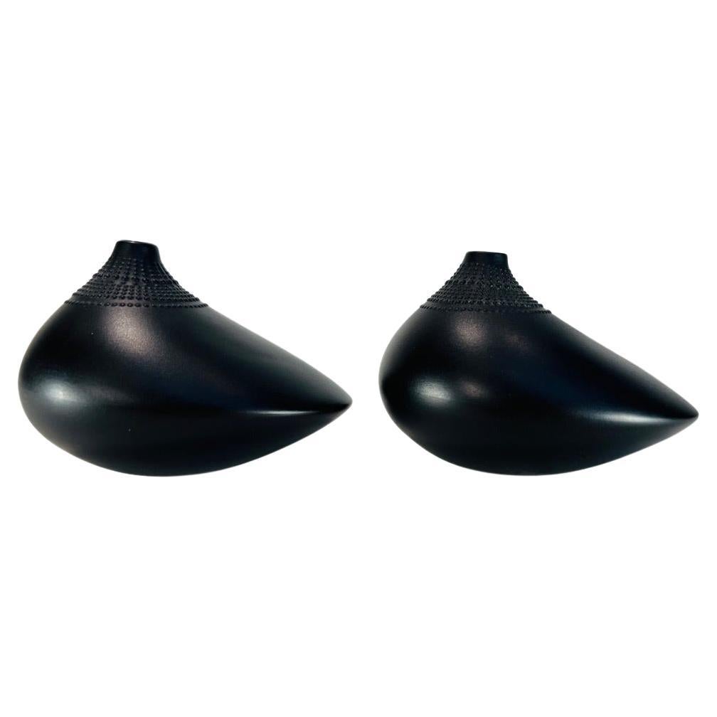 Tapio Wirkkala Rosenthal germany black pair circa 1950 porcelain vases.