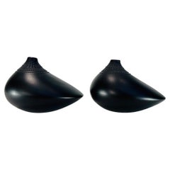 Vintage Tapio Wirkkala Rosenthal germany black pair circa 1950 porcelain vases.