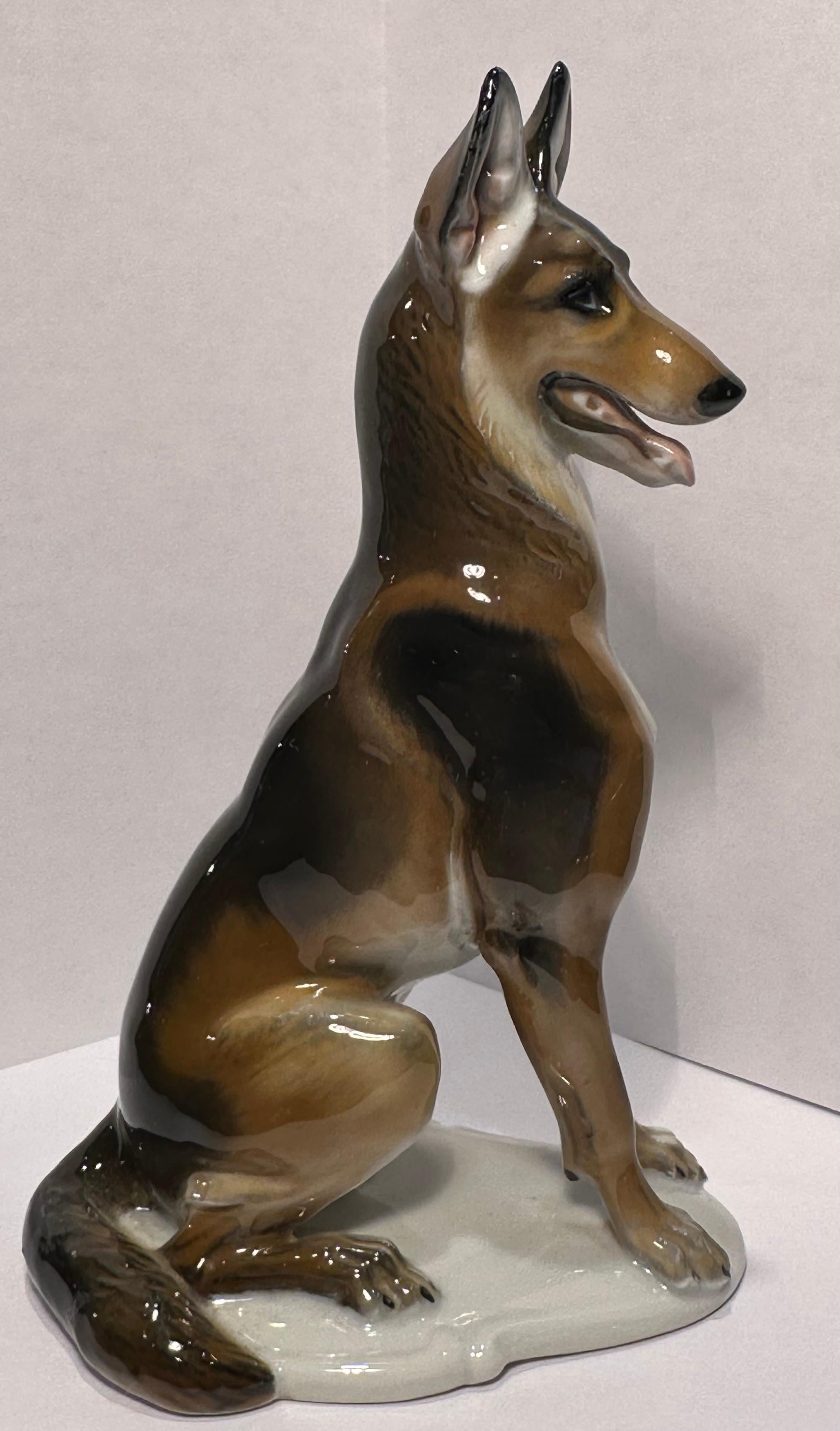  Rosenthal Germany German Shepherd Porcelain Dog Figurine Artist Theodor Karner For Sale 3