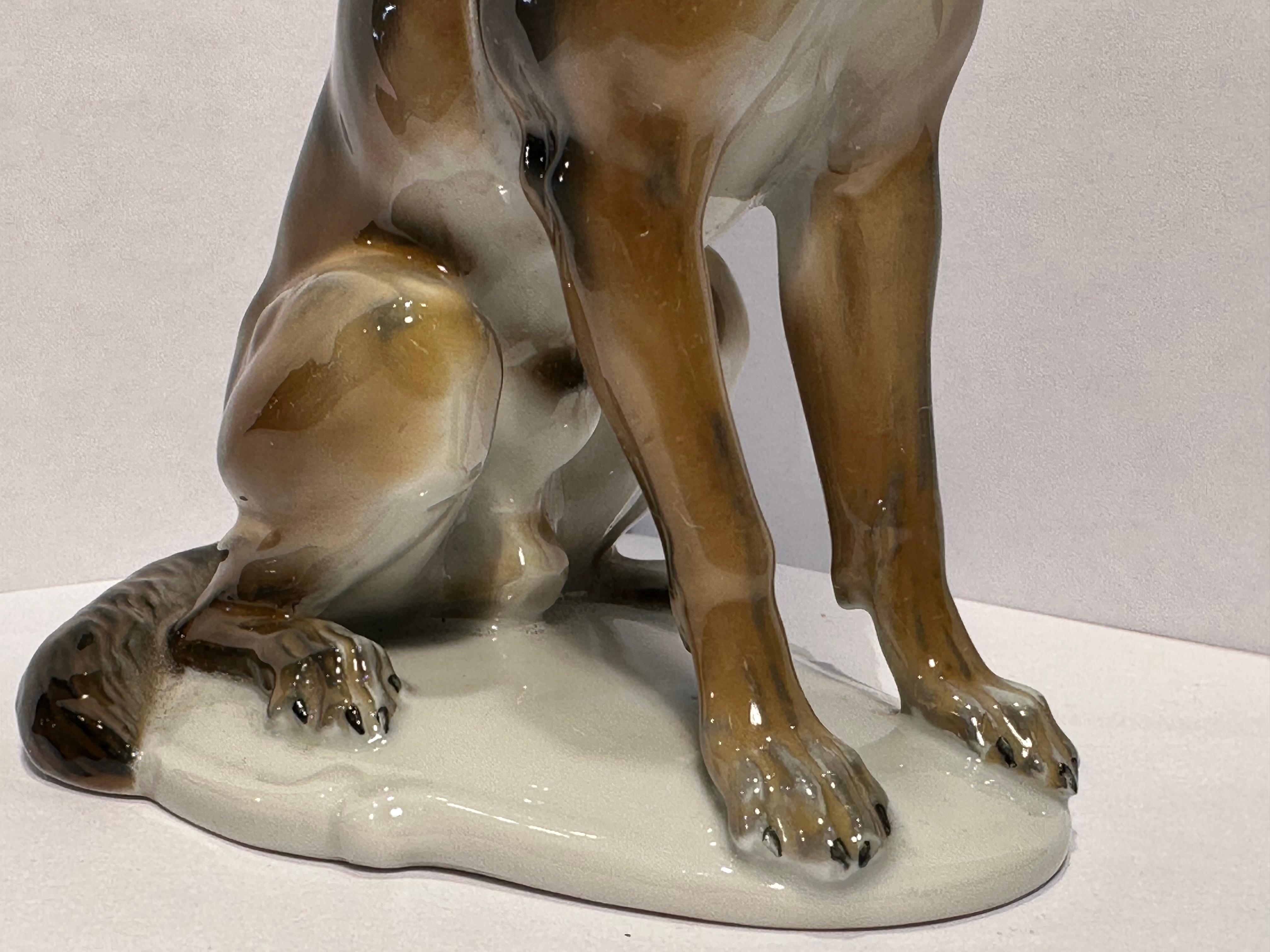  Rosenthal Germany German Shepherd Porcelain Dog Figurine Artist Theodor Karner In Excellent Condition For Sale In Tustin, CA