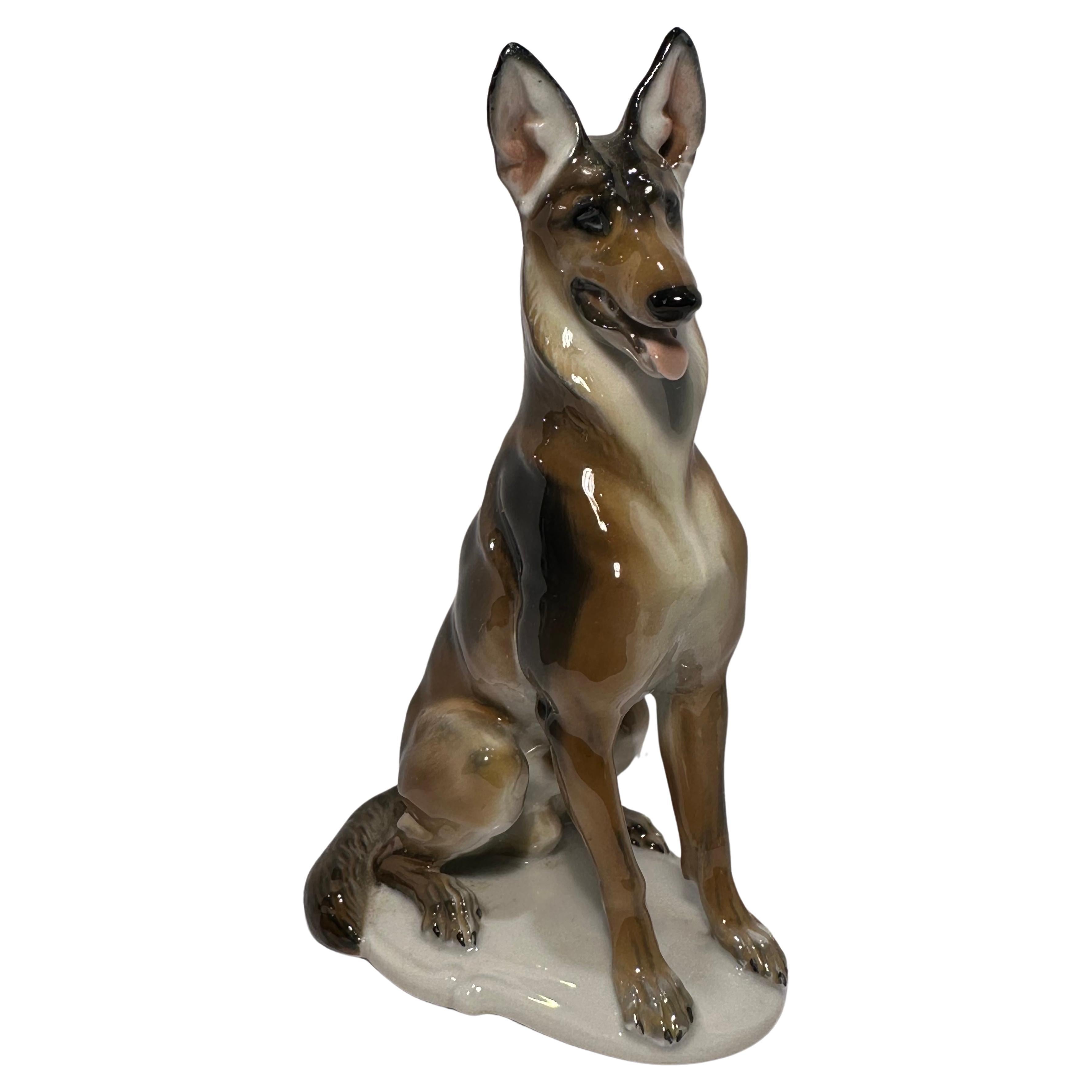  Rosenthal Alemania Figurita de perro pastor alemán de porcelana Artista Theodor Karner
