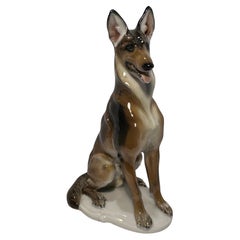 Antique  Rosenthal Germany German Shepherd Porcelain Dog Figurine Artist Theodor Karner