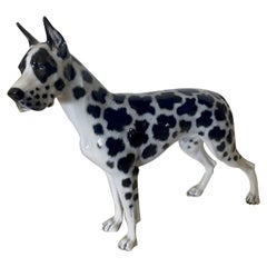 Vintage Rosenthal Germany Porcelain Harlequin Spotted Great Dane Dog Figurine