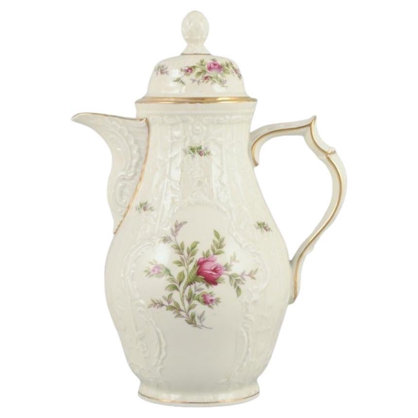 Rosenthal, Germany. "Sanssouci", Cream Colored Coffee Pot Decorated with Flowers For Sale