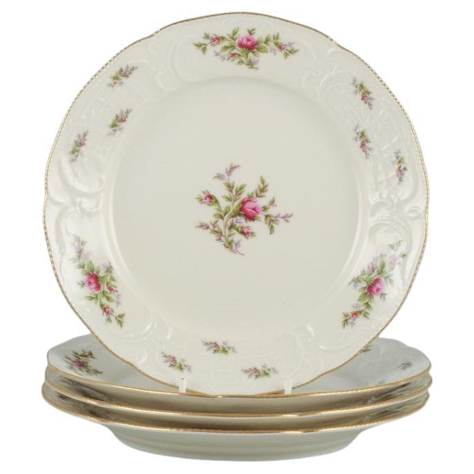 Rosenthal, Germany, "Sanssouci", Four Porcelain Plates with Flowers For Sale