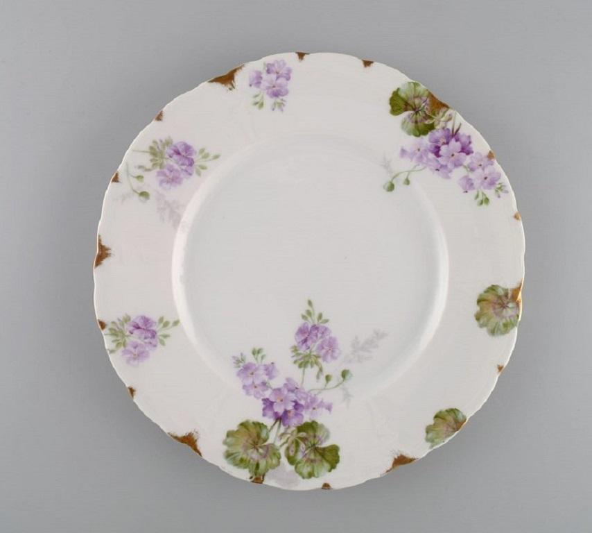 Jugendstil Rosenthal, Germany, Six Iris Dinner Plates in Hand-Painted Porcelain For Sale
