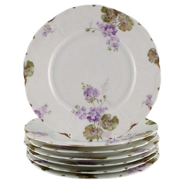 Rosenthal, Germany, Six Iris Dinner Plates in Hand-Painted Porcelain For Sale