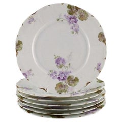 Rosenthal, Germany, Six Iris Dinner Plates in Hand-Painted Porcelain