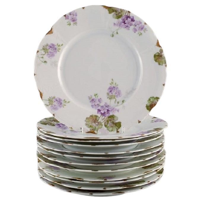Rosenthal, Germany, Twelve Iris Dinner Plates in Hand-Painted Porcelain