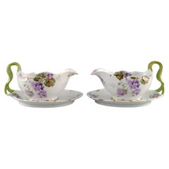 Rosenthal, Germany, Two Iris Sauce Boats in Hand-Painted Porcelain, 1920s